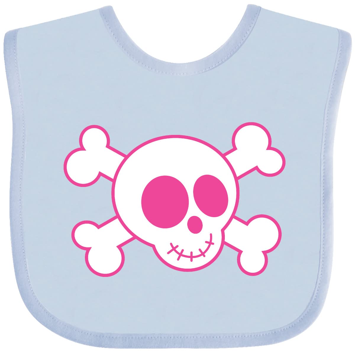 Inktastic Pink Skull Baby Bib - Soft Cotton Drool Bibs for Infants & Toddlers - Perfect for Feeding, Teething & Messy Playtime