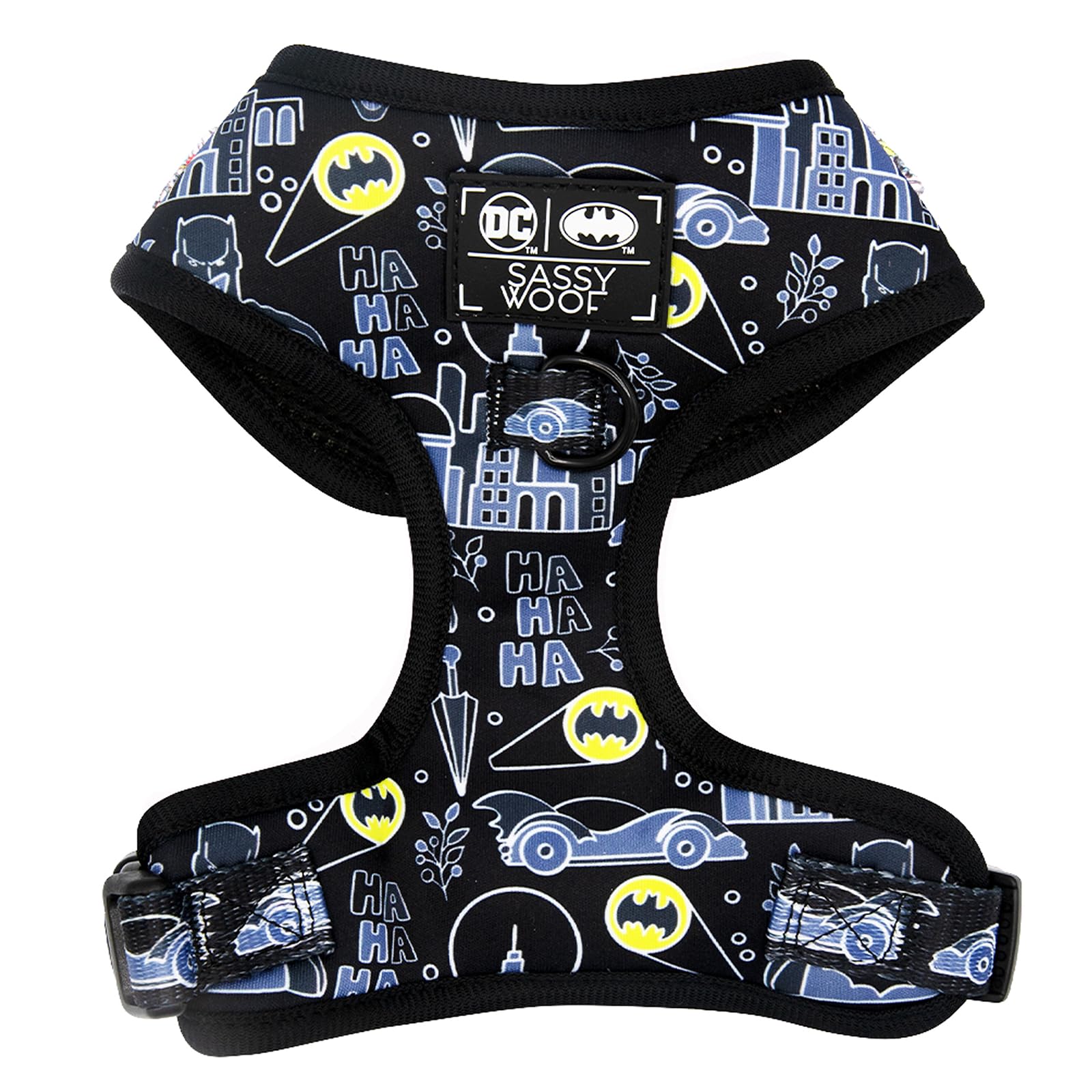 Batman™ Adjustable Dog Harness for Medium Dogs - Breathable Mesh No-Pull Design with 2 D-Rings - Officially Licensed Pet Costume Accessory - Perfect for Walks, Cosplay & Halloween Costumes
