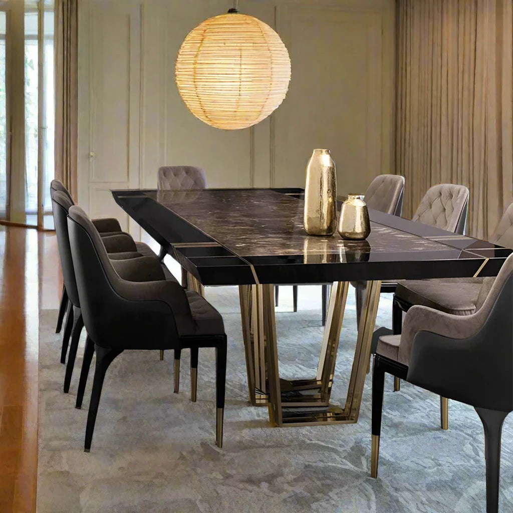 Luxury Bronze Marble Dining Table - Modern Round Kitchen Table for Dining Room, Restaurant & Home Decor - Elegant Centerpiece for Family Gatherings & Dinner Parties
