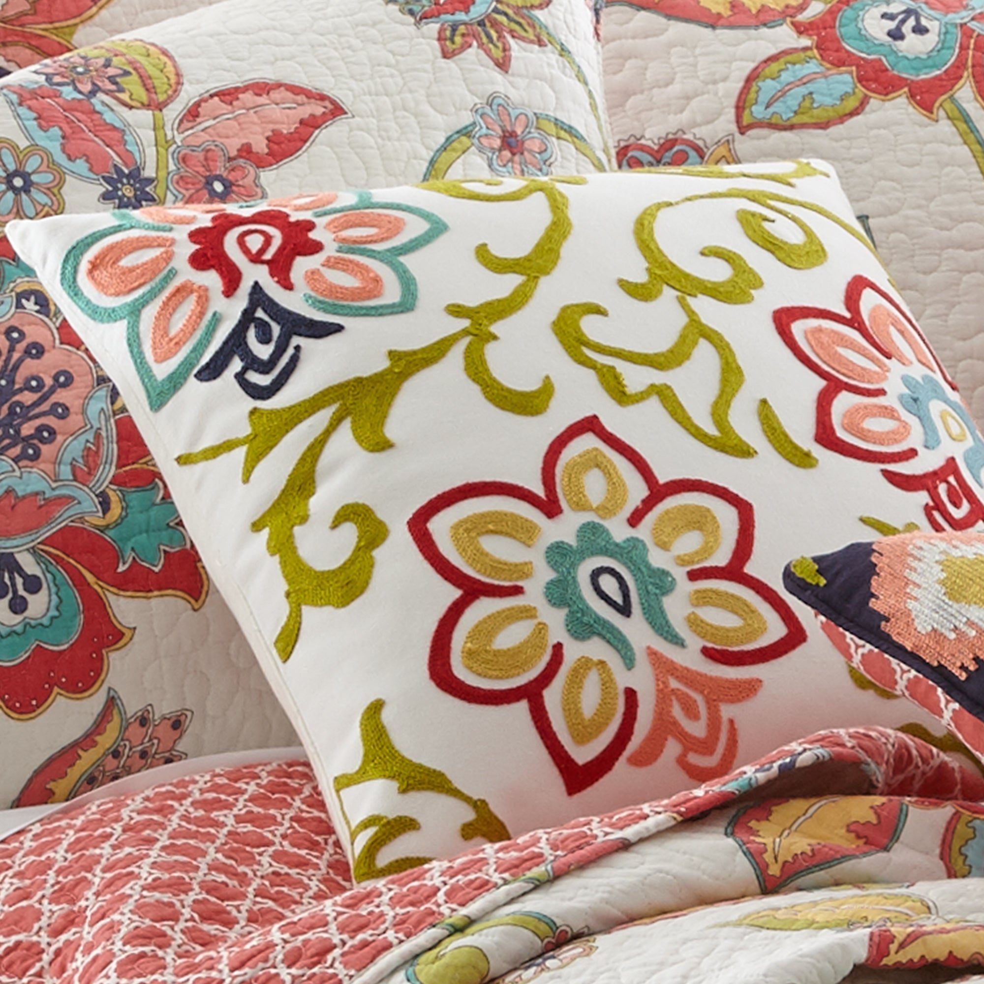 Floral Pillow Cover - Clementine Spring Design, Decorative Throw Pillow for Sofa, Bed, Couch - Home Decor Accent for Living Room & Bedroom