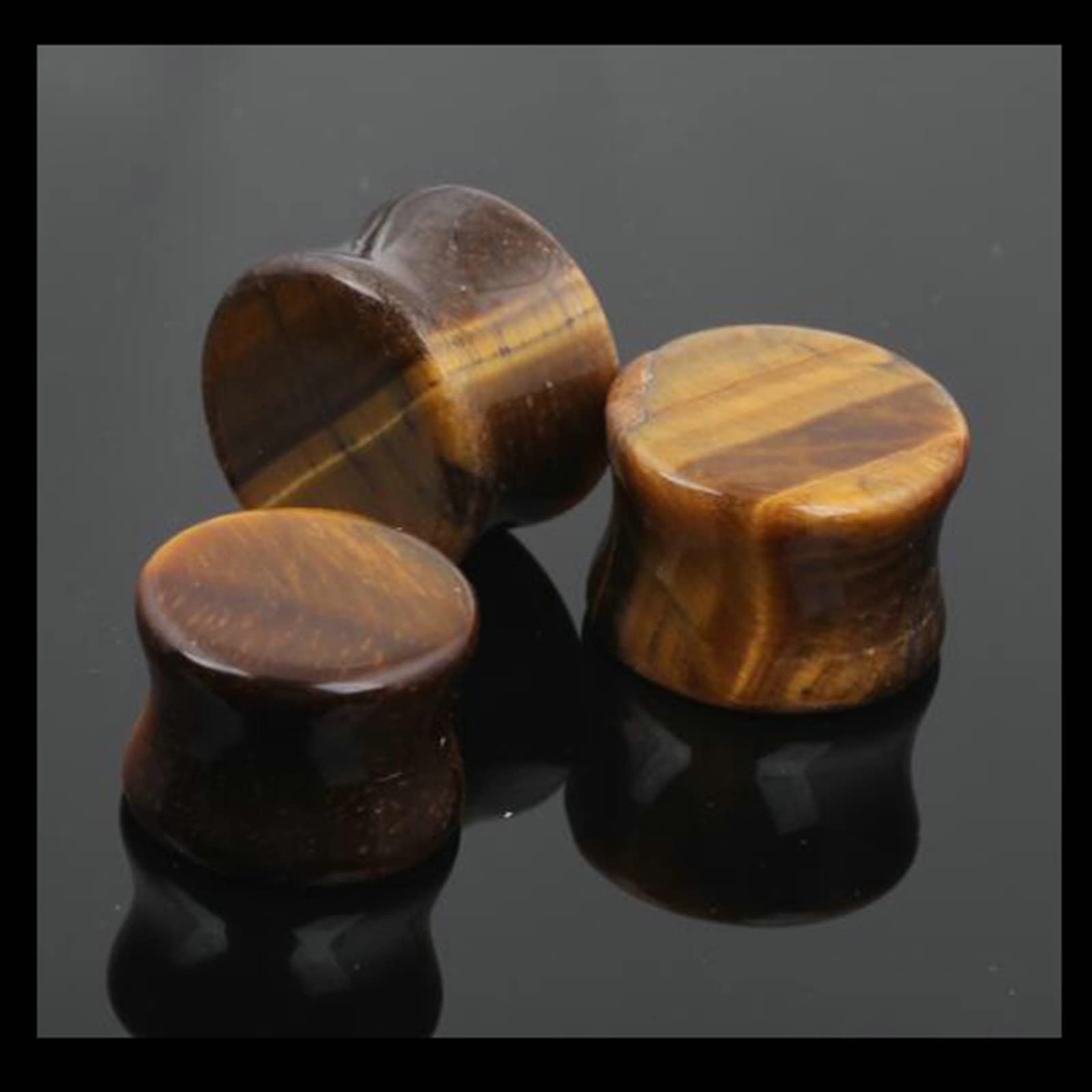 2Pcs Stone Men's Ear Gauges Plugs - Double Flared Saddle Stretching Tunnels for Ear Piercing (Brown) | Perfect for Stretching, Body Modification & Alternative Fashion