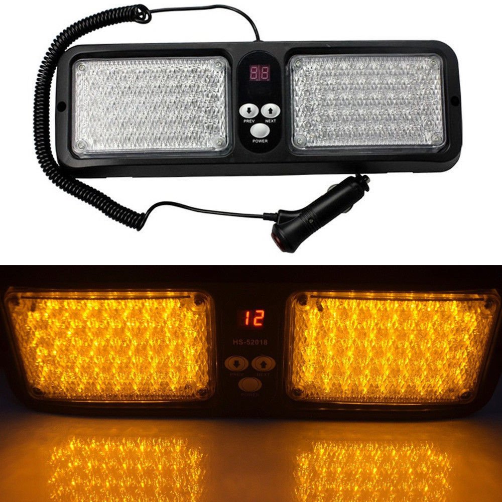HEHEMM 86 LED 12V Automotive Emergency Strobe Lights - Amber Flashing Warning Light with 12 Modes for Trucks, Boats & Cars | Sun Visor Mount | Roadside Safety & Emergency Signaling