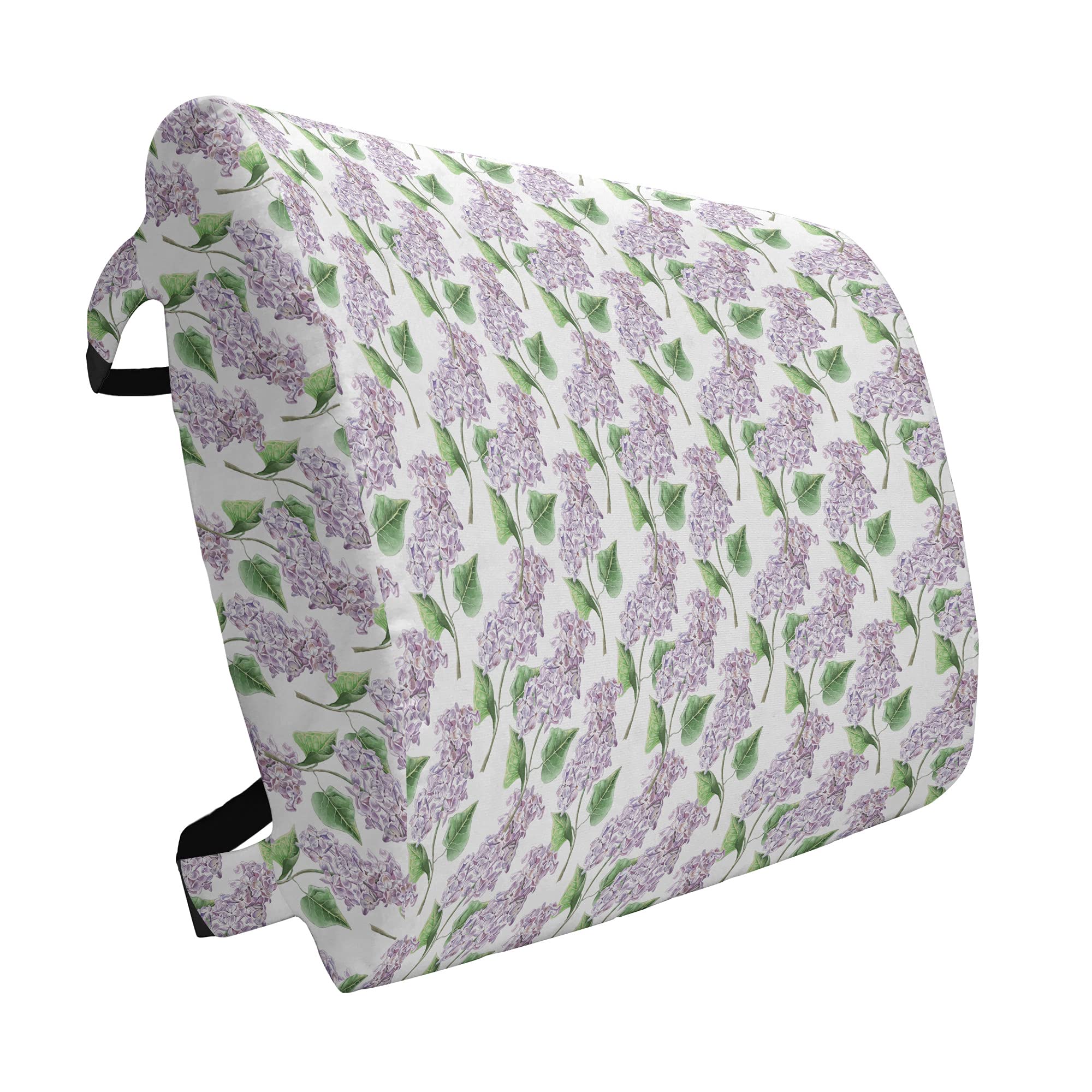 Ambesonne Lilac Lumbar Support Pillow - Hand-Painted Watercolor Cottage Design, High-Density Memory Foam for Office Chair & Car Seat, 14x13 Inches - Perfect for Back Pain Relief at Work or Long Drives