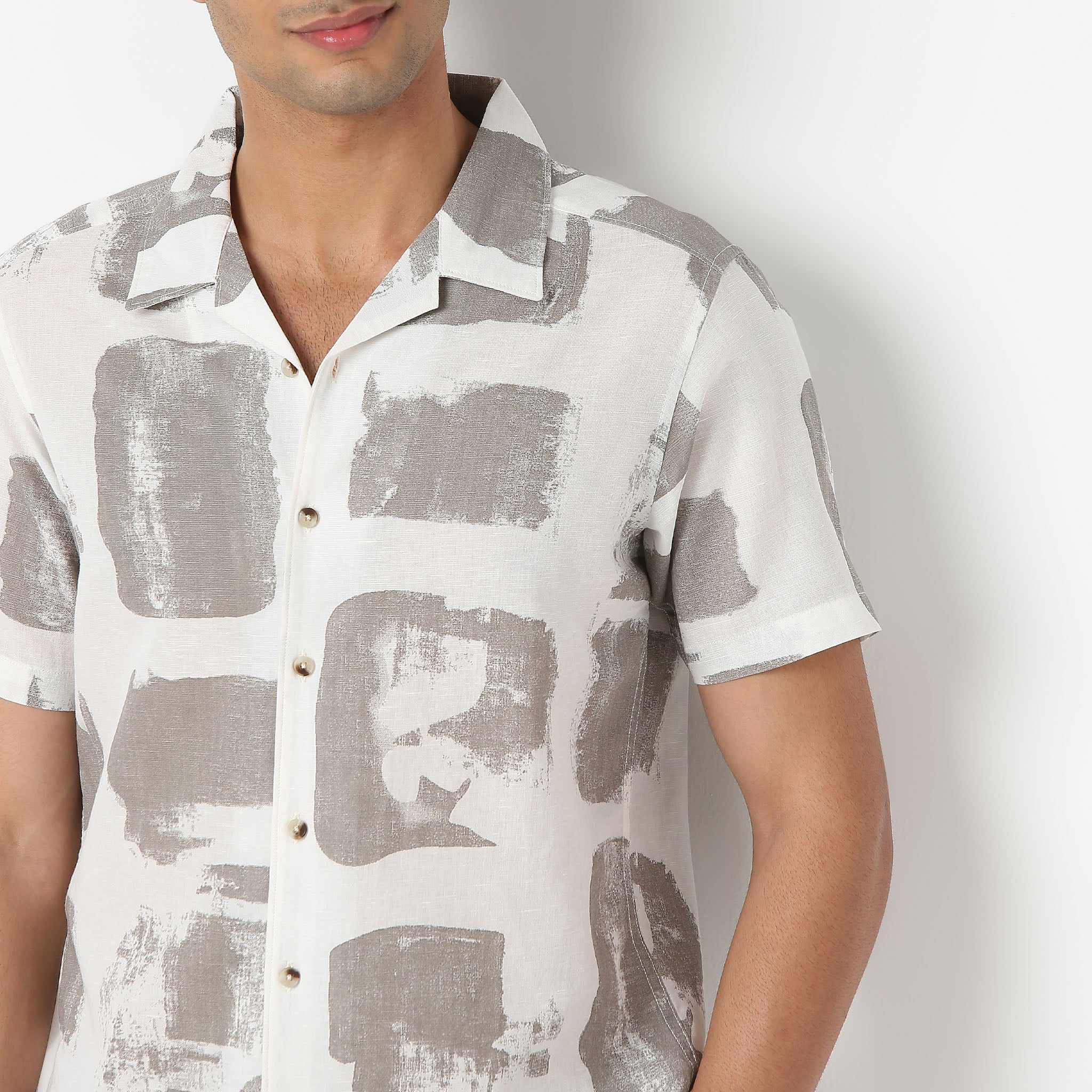 Premium Linen Blend Shirts for Men - Breathable Half Sleeve Camp Collar Printed Shirts | Casual Summer Wear, Beach Outfits & Vacation Essentials