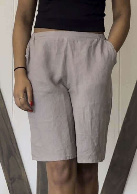 Premium Linen Walking Shorts for Men & Women - Khaki & Grey Colors - Made in USA - Perfect for Summer Hiking, Travel & Casual Outings