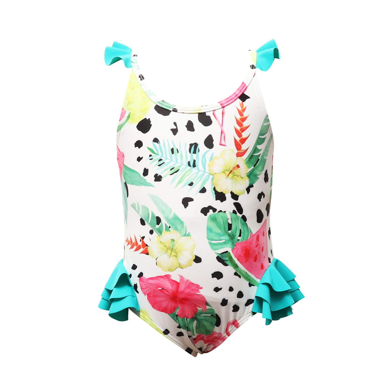 CLOTHBEST Newborn Baby Boy & Girl Swimwear - Cute Watermelon Printed One-Piece Ruffled Swimsuit for Toddlers & Kids | Perfect for Beach, Pool, Summer Vacation & Photo Shoots