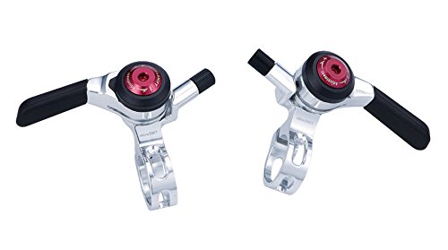 MicroSHIFT Flat Bar Shifter for Road Bikes - CNC Machined 2/3 x 8-Speed Index/Friction Dual Mode (SL-T08) - Perfect for Commuting & Urban Cycling