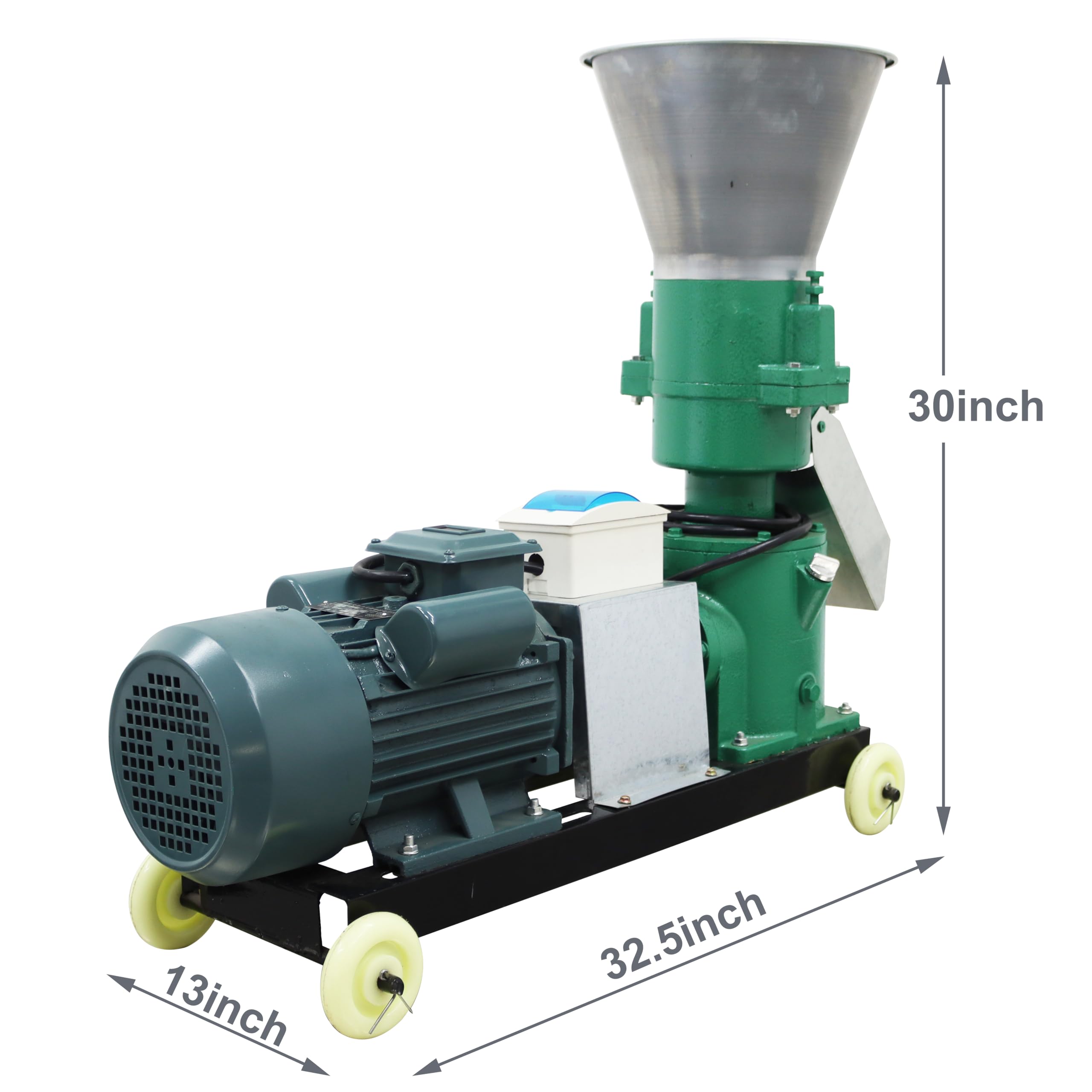 TECHTONGDA 220V Animal Feed Pellet Mill Machine for Chicken, Cow, Pig - 2 Rollers with 5MM Holes | Farm Pellet Fodder Press Grinder | Perfect for Homestead, Ranch & Livestock Feed Production