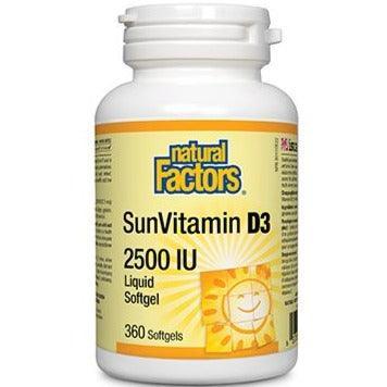 Natural Factors Vitamin D3 2500 IU Softgels - 360 Count | High Potency Immune & Bone Support | Daily Supplement for Adults & Seniors | Indoor & Winter Use