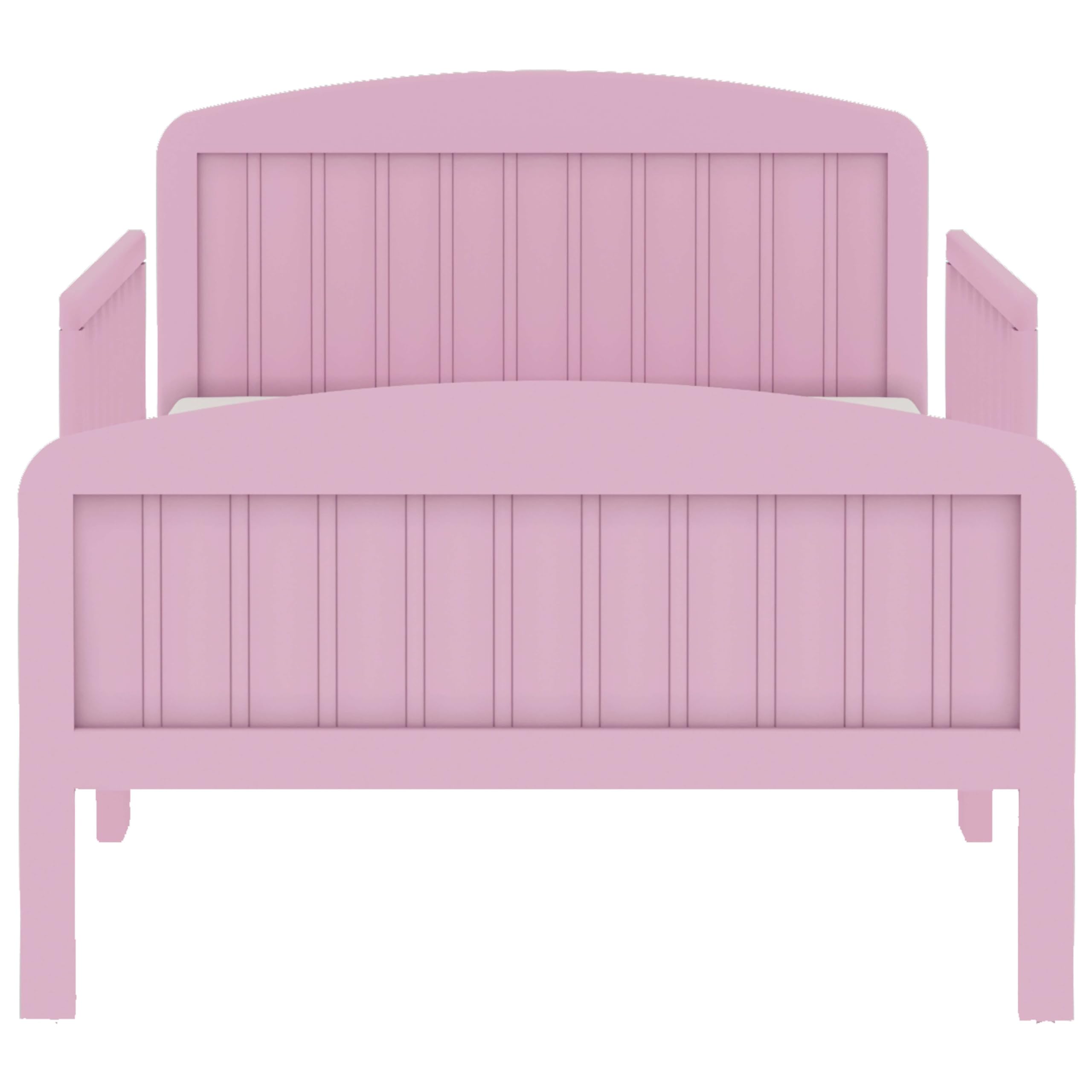 Harrisburg Toddler Bed - Solid Wood Modern Transitional Kids Bed with Side Rails & 2 Safety Guards | Fits Crib Mattress | Low Profile Design for Nursery & Children's Bedroom (Pink) - Perfect for Safe Sleep Transition from Crib to Big Kid Bed