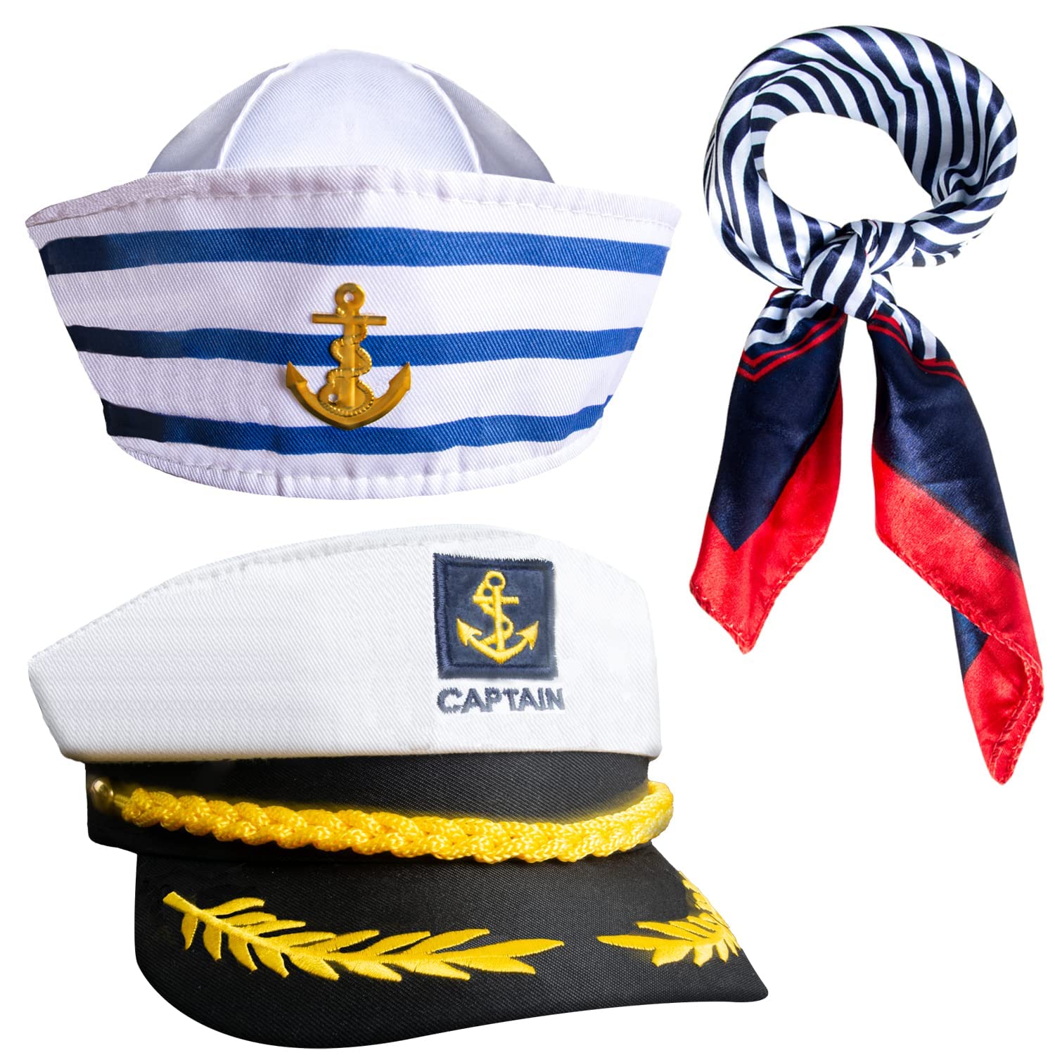 Premium Captain Hat for Men & Women - Nautical Sailor Hat for Boating, Yachting & Costume Parties - Classic Boat Captain Hat with Adjustable Strap - Perfect for Halloween, Cosplay & Themed Events