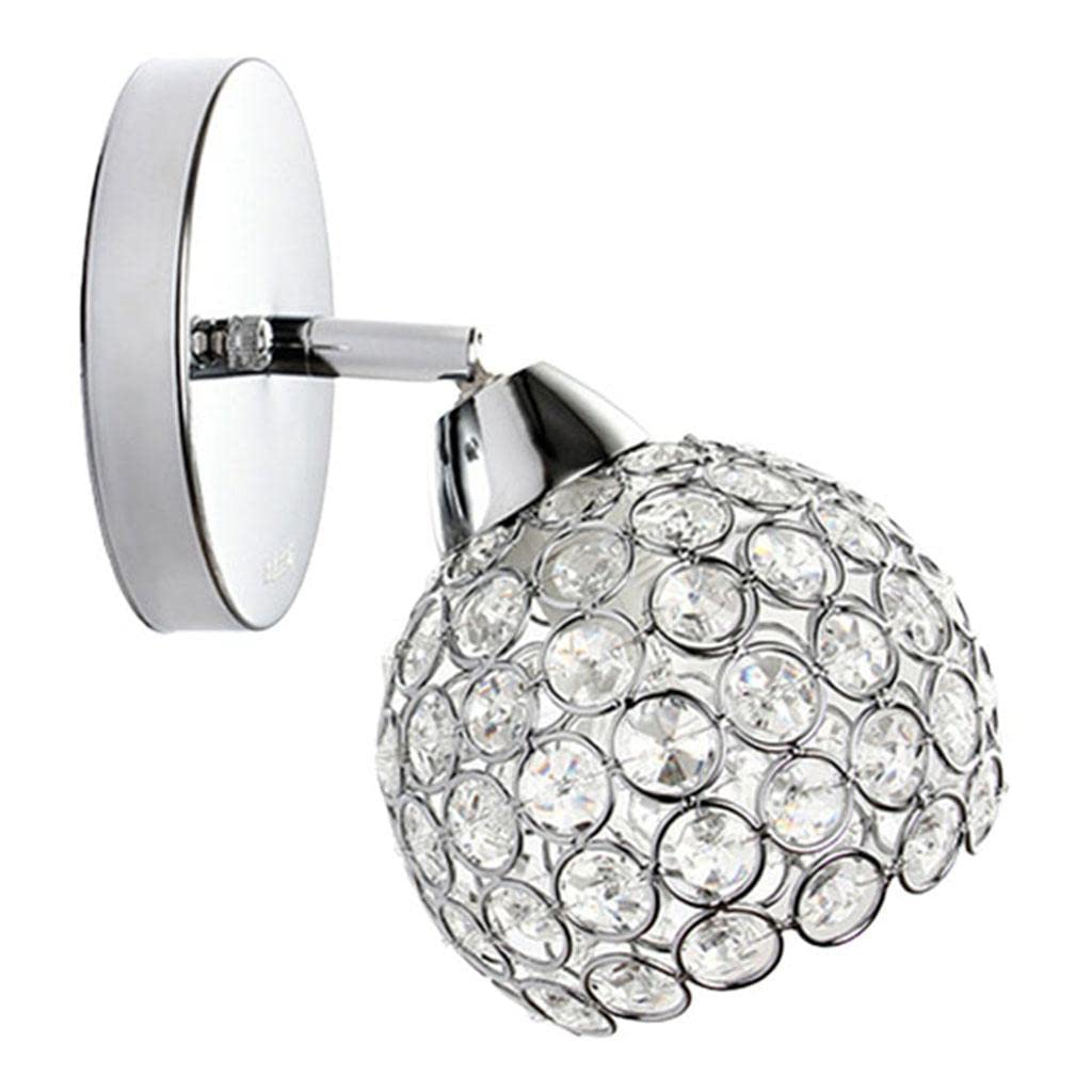 E27 LED Crystal Light Bedside Lamp - Silver Wall Sconce for Bedroom Decor | Perfect for Nightstand Lighting, Hallway Illumination & Cozy Ambiance