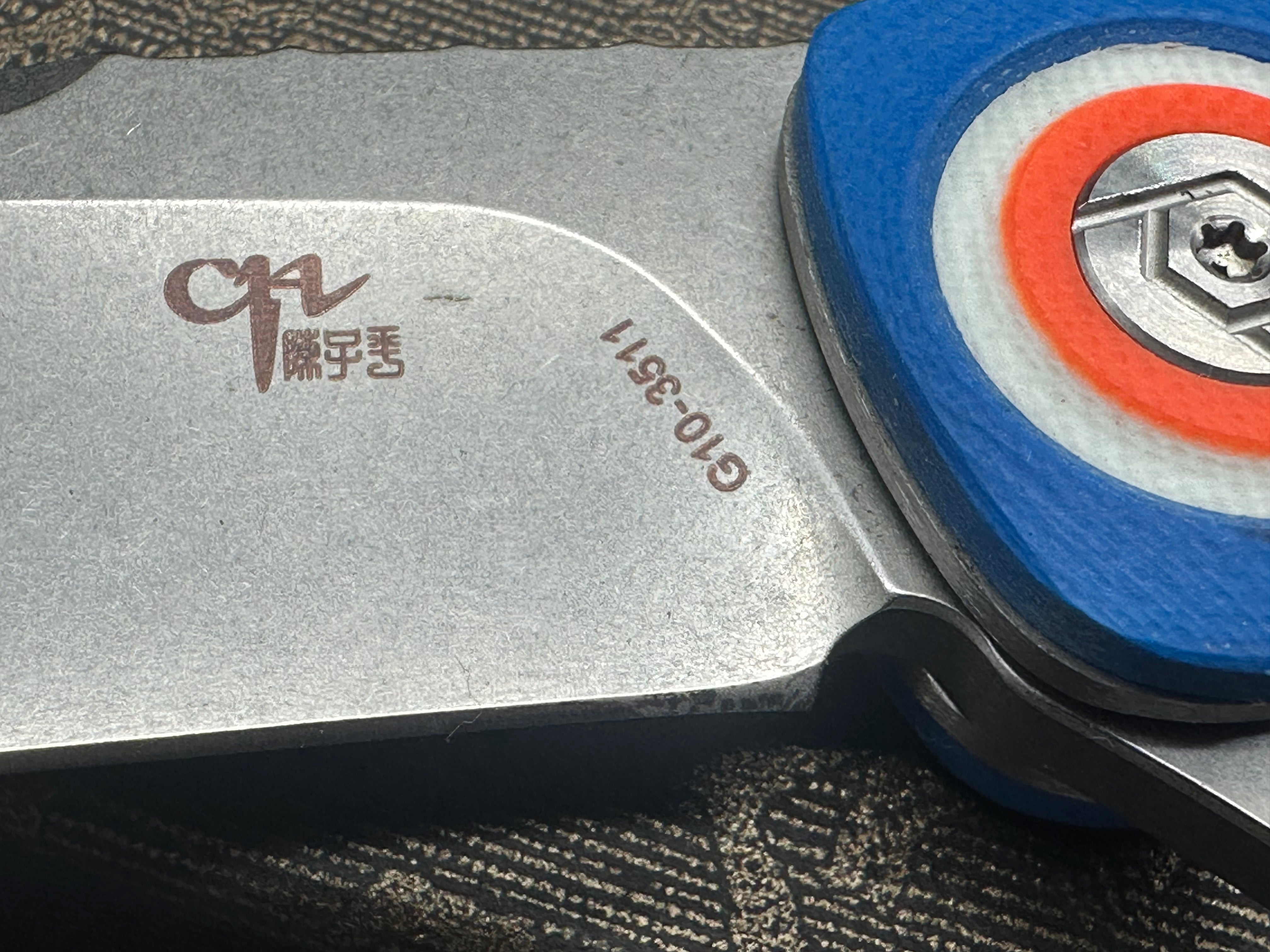 CH Knives CH3511 Folding Pocket Knife - Blue & Orange G10 Handle, Durable EDC Knife for Outdoor Camping, Hiking & Everyday Carry
