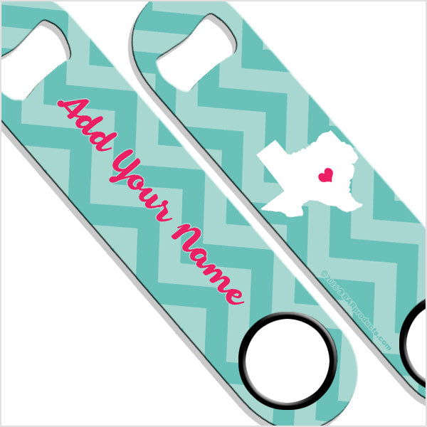 Personalized Chevron States Bottle Opener - Custom Name Engraved for Gifts, Parties & Outdoor Adventures