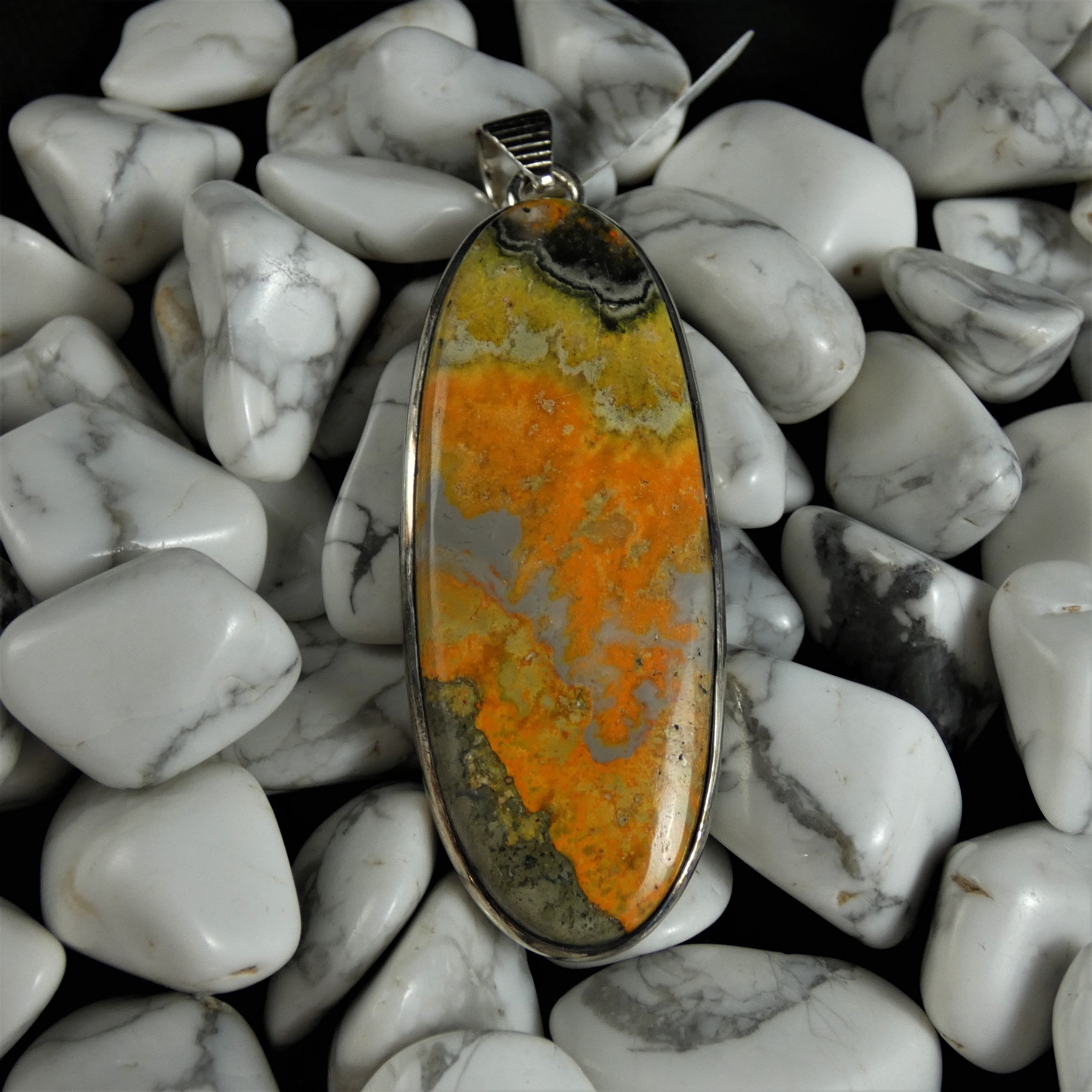 Bumblebee Jasper Sterling Silver Pendant Necklace - Natural Stone Jewelry for Women - Perfect for Everyday Wear & Spiritual Healing