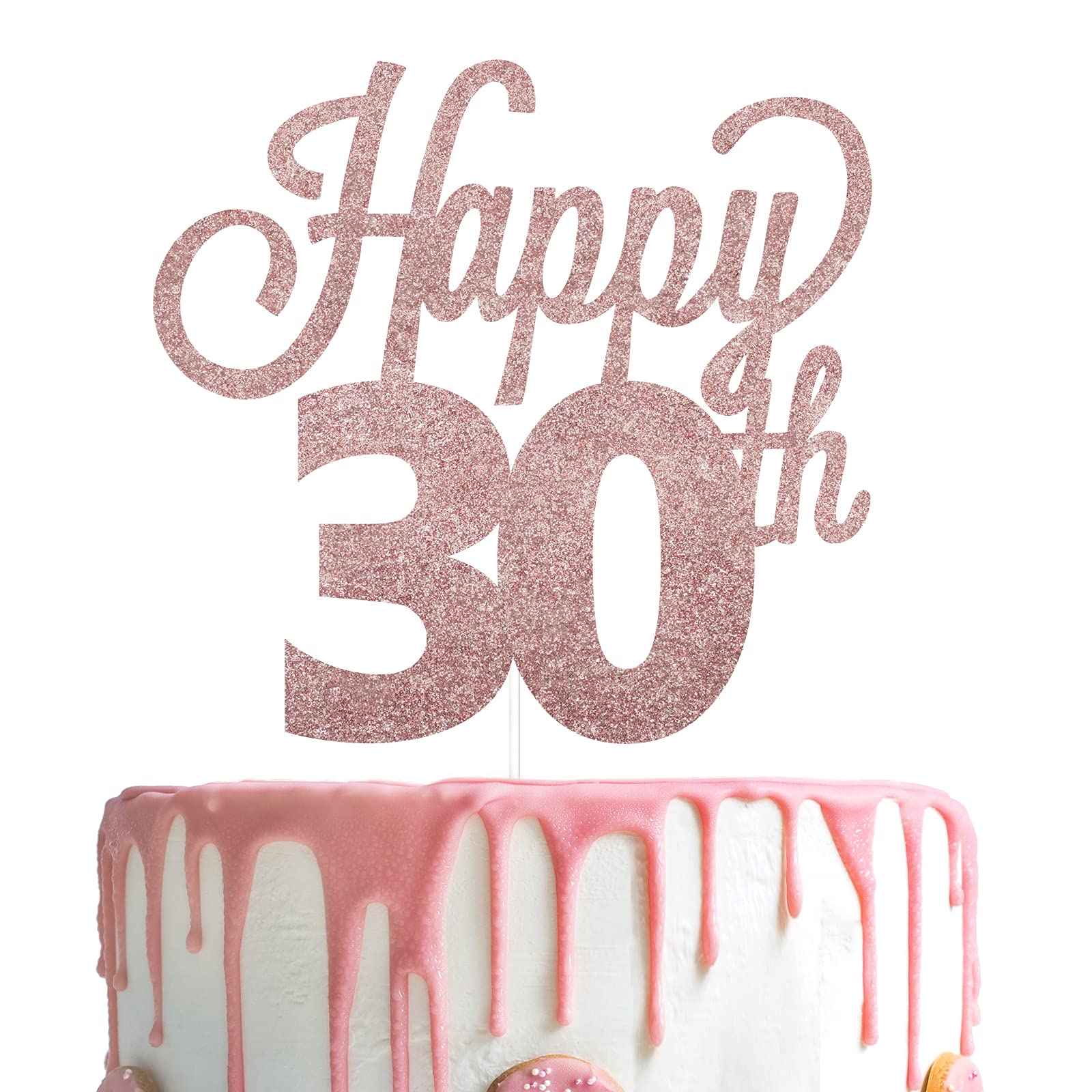 LINGTEER 30th Birthday Cake Topper - Cheers to Thirty Years Party Decor | Elegant Cake Centerpiece for Milestone Celebrations, Anniversaries & Special Occasions