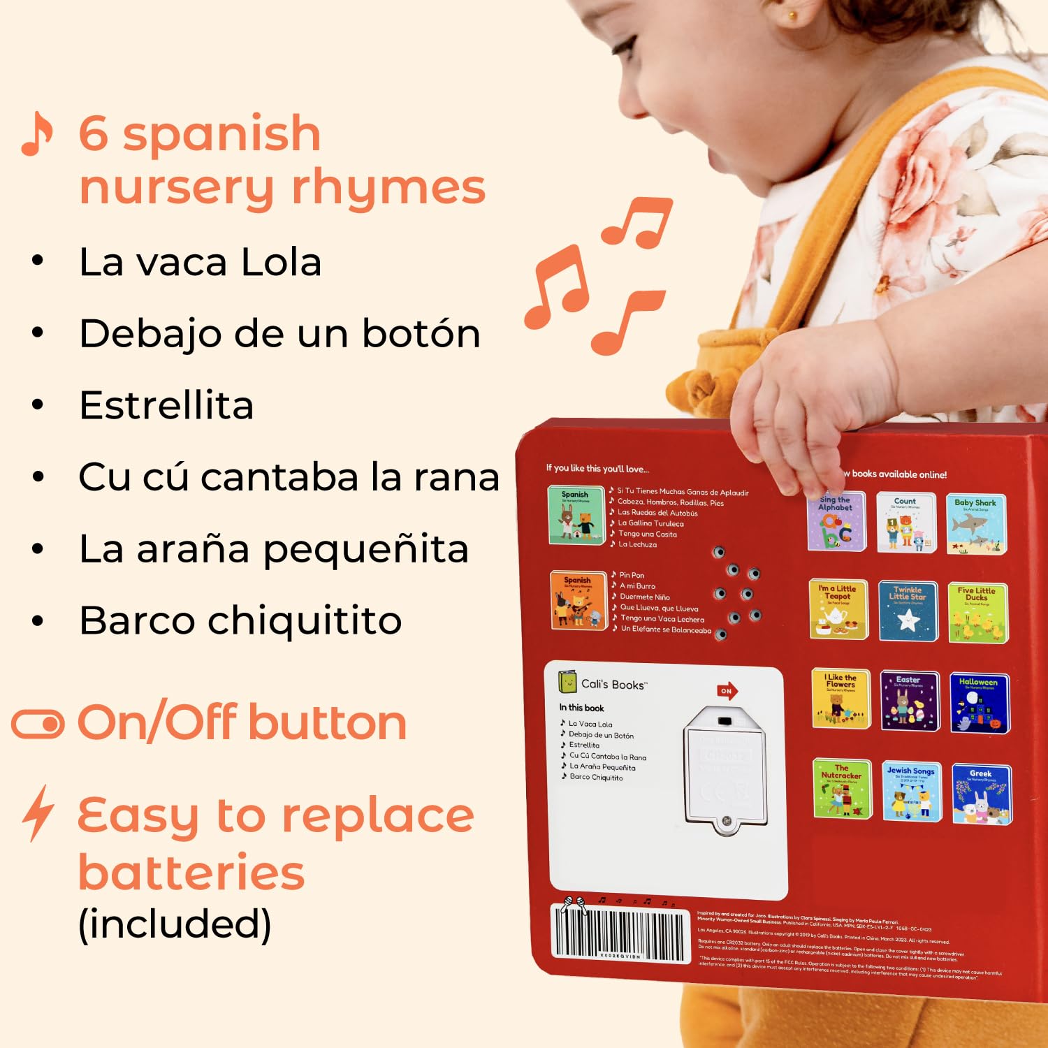 Bilingual Spanish-English Baby Books: Cali's Books Spanish Nursery Rhymes with English Translation | Learn Spanish for Kids Ages 1-3 | 6 Canciones Infantiles en Español | Perfect for Early Childhood Language Learning & Bilingual Education