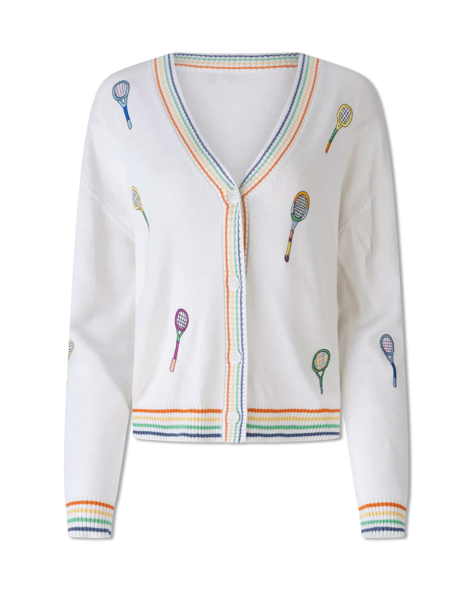Embroidered Racket Cardigan for Women - Stylish Knit Sweater for Casual Wear, Office & Fall Fashion
