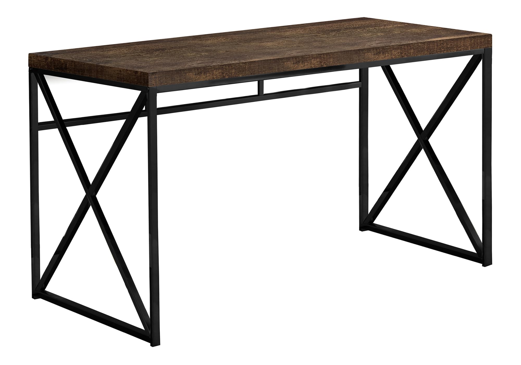 Monarch Specialties I 7450 Computer Desk - Modern Home Office Desk with Metal Frame & Laminate Surface in Brown/Black - Perfect for Laptop Work, Gaming & Study Spaces