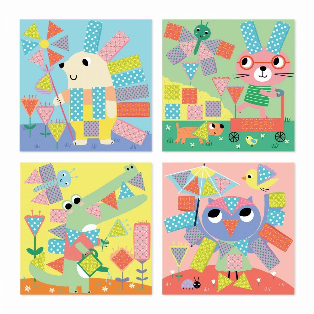 Janod Kids Craft Kit for Ages 4+ - Cutting & Sticking Activity Set for Preschoolers - Perfect for Early Learning, Fine Motor Skills Development & Creative Play at Home or School