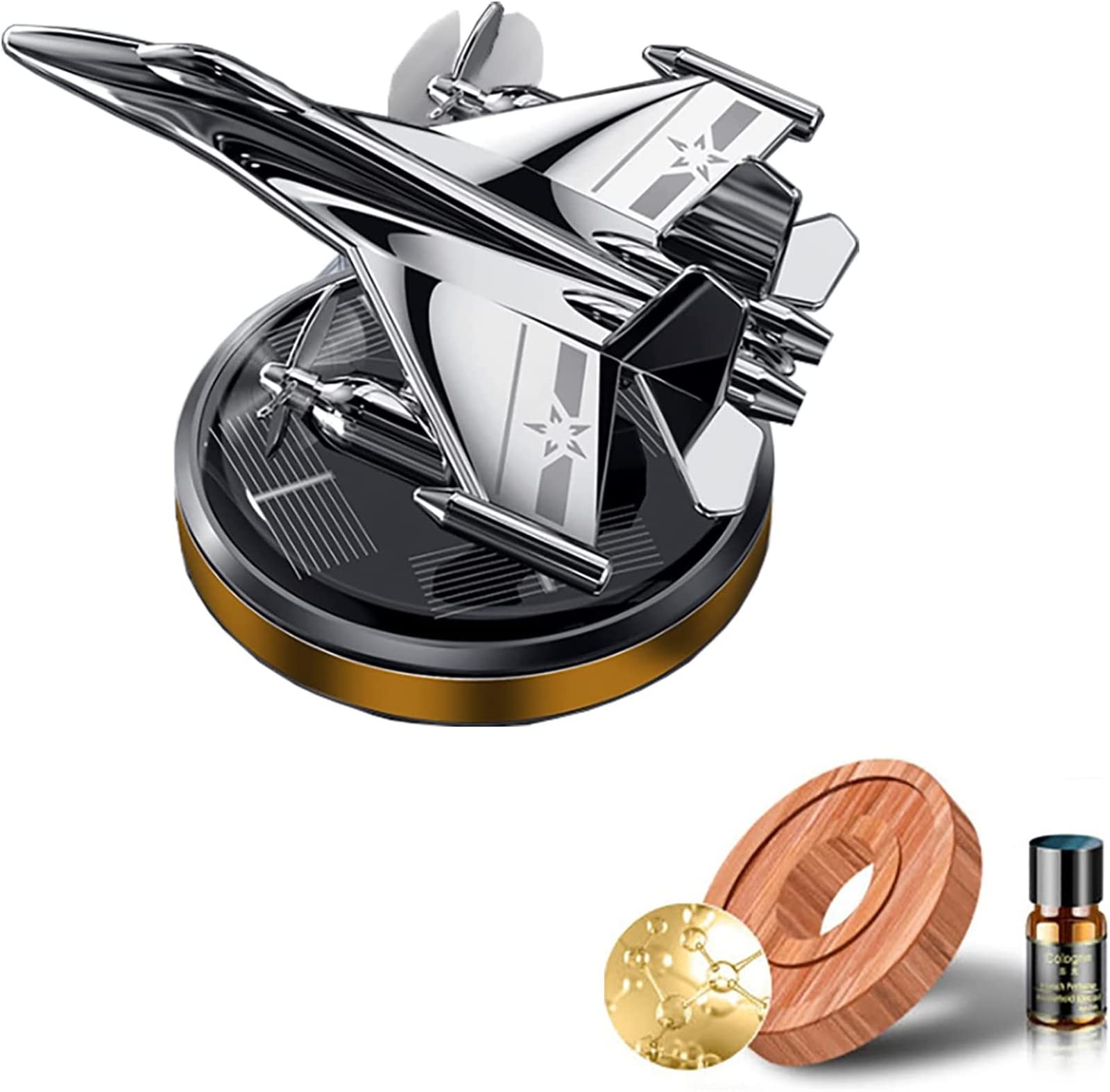 Premium Aluminum Alloy Car Essential Oil Diffuser - Solar Powered Rotating Aromatherapy Air Freshener for Vehicles & Home | Perfect for Stress Relief, Long Drives & Office Spaces (C3)