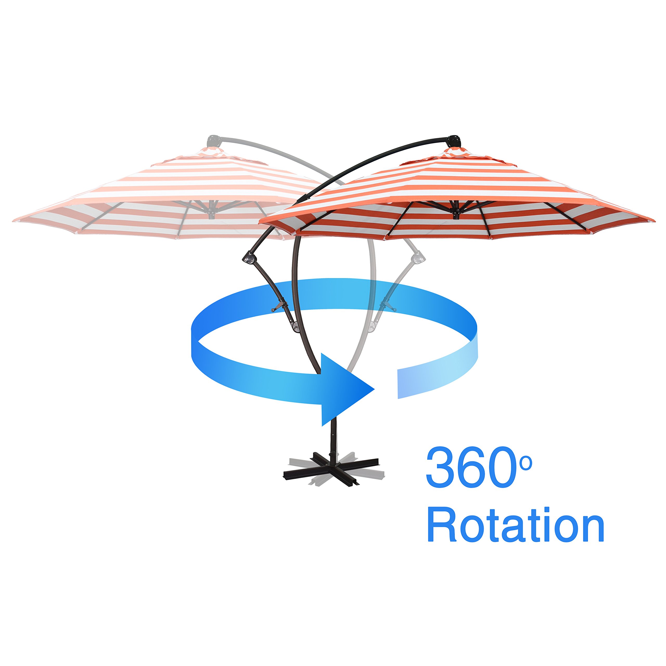 9-Foot California Offset Cantilever Patio Umbrella with Infinite Tilt & 360° Rotation - Fade-Resistant Fabric & Cross Section Base - Perfect for Poolside, Backyard, and Outdoor Dining Areas