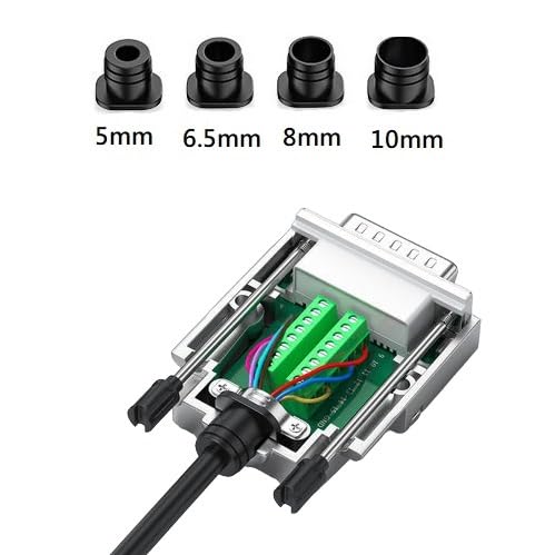 DB15 Female Solderless Shielded Metal Hood Connector - RS232 D-Sub Serial Adapter for Industrial Automation & Computer Networking