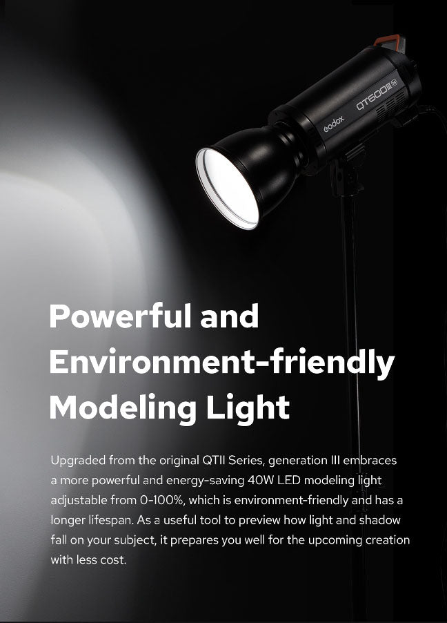 Godox QT600III 600Ws Studio Flash Monolight - Professional Photography Lighting for Portraits, Product Shots & Commercial Use