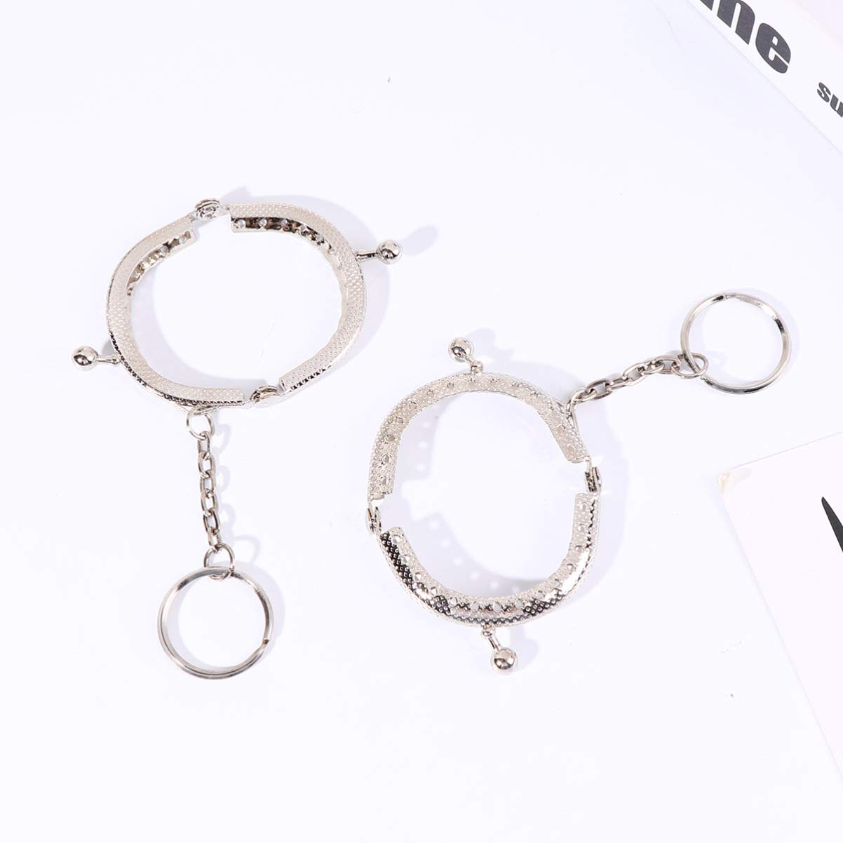 Healifty 10pcs Coin Purse Frame with Keychain Holder, Kiss Clasp Lock, DIY Sewing Clutch Frames for Wallet Making - Perfect for Handmade Coin Purses, Gift Bags & Craft Projects