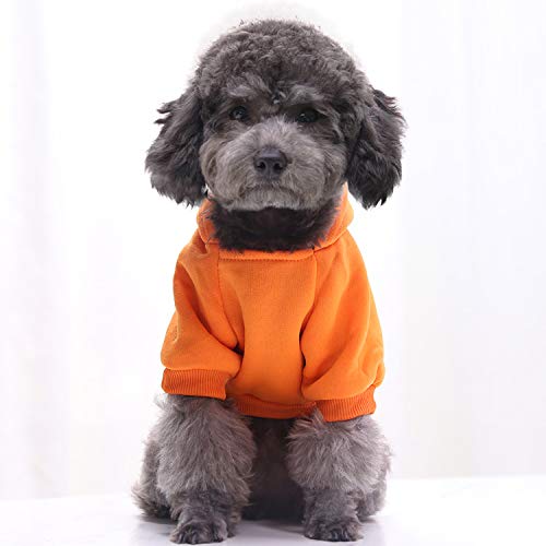 Idepet Pet Dog Hoodies - Warm Winter Coat Jacket for Small Dogs & Cats - Chihuahua Puppy Outfits, Cozy Fleece Vest for Autumn & Winter (2XL, Orange) - Perfect for Outdoor Walks, Cold Weather Protection & Stylish Pet Fashion