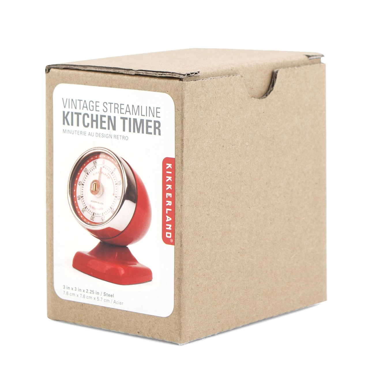 Vintage Streamline Kitchen Timer - Retro Mechanical Egg Timer for Cooking, Baking, Fitness - Classic Red (Perfect for Home Kitchen, Restaurant & Office Use)