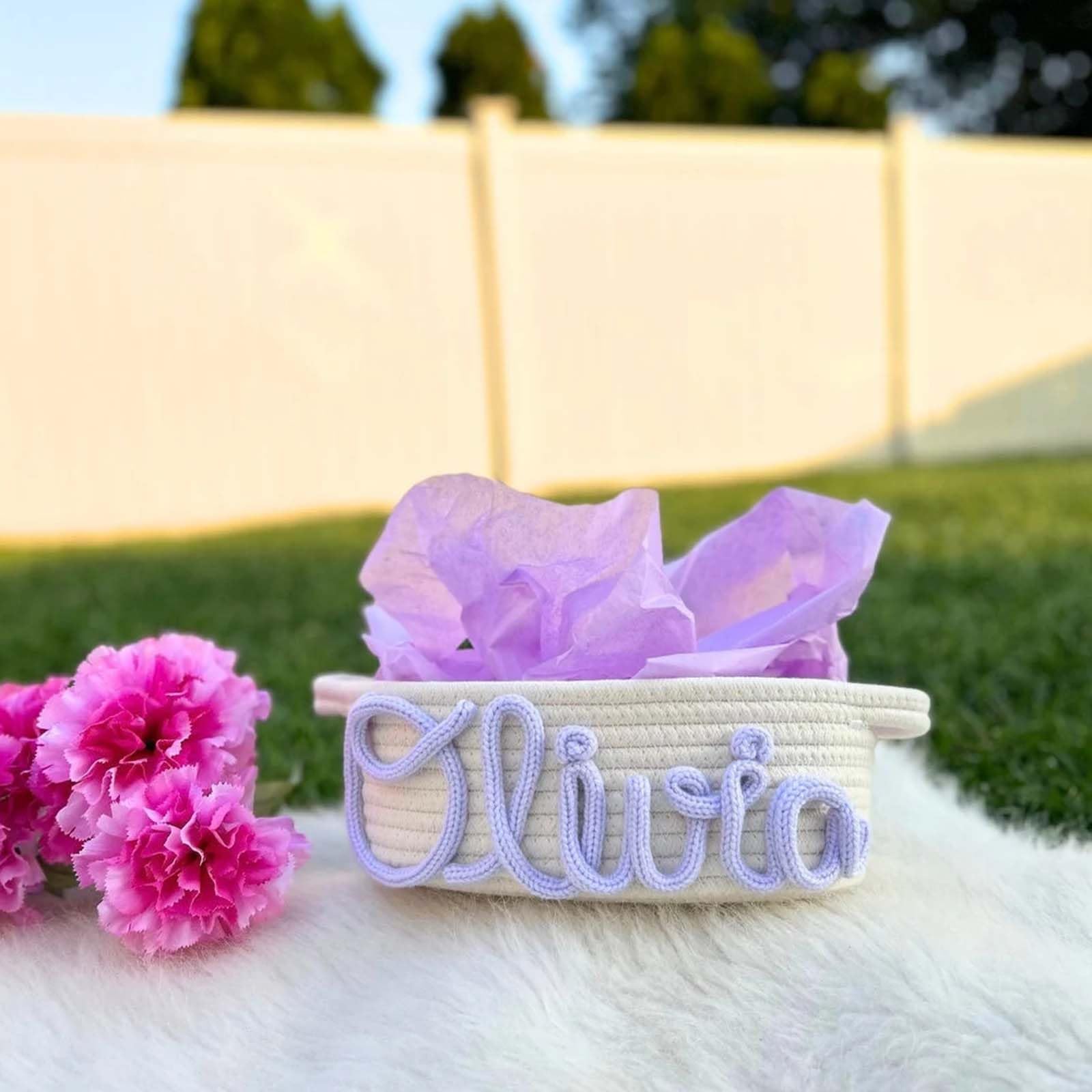 Personalized Baby Gift Basket with Custom Name & Monogram - Newborn Toy Storage Basket - Perfect for Baby Showers, Birthdays & Nursery Organization