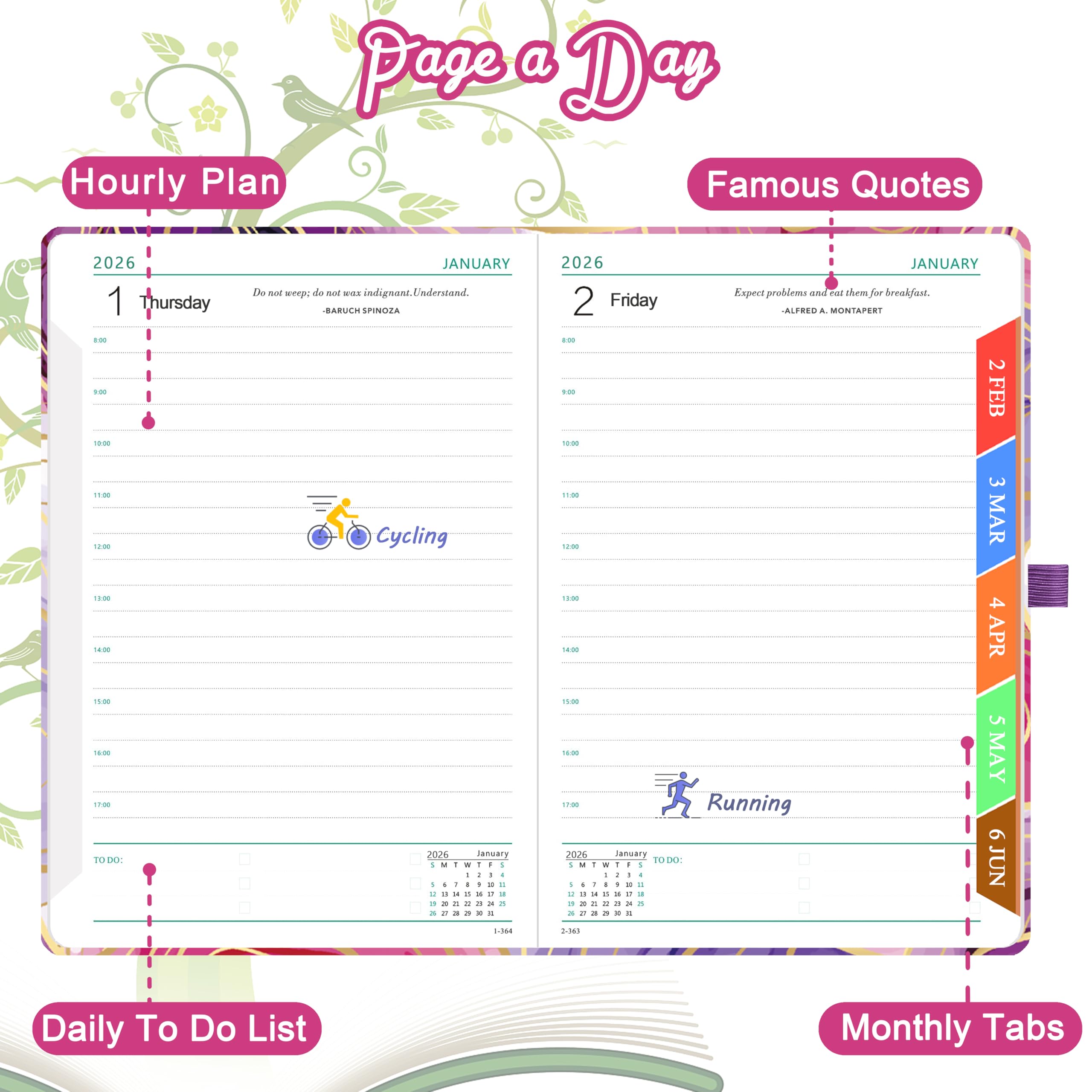 2025-2026 A5 Daily Planner - Academic Diary from August 2025 to July 2026 with Monthly View, Pen Set, Colorful Tabs & Inner Pocket (5.9