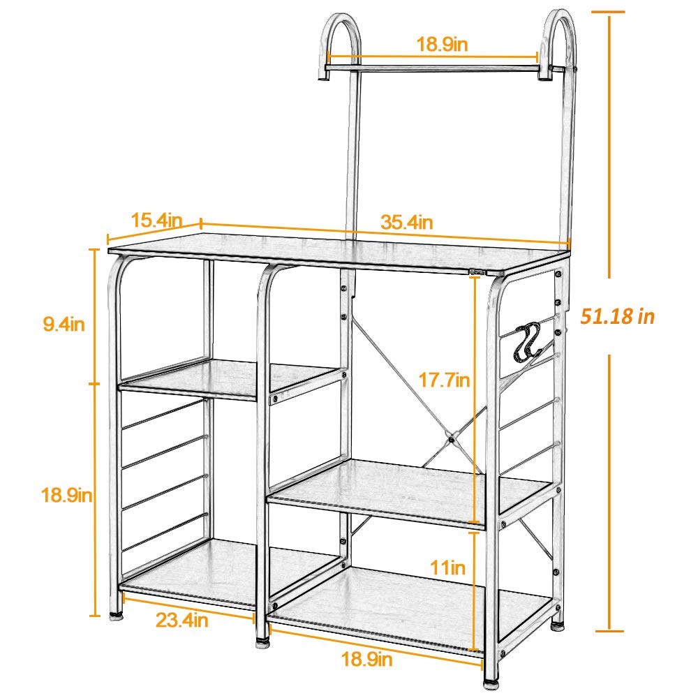 Soges Multi-Functional Kitchen Baker's Rack with Microwave Stand - Heavy Duty Storage Cart Workstation Shelf for Small Spaces - Black Brown 172-BK - Perfect for Kitchen Organization & Microwave Storage