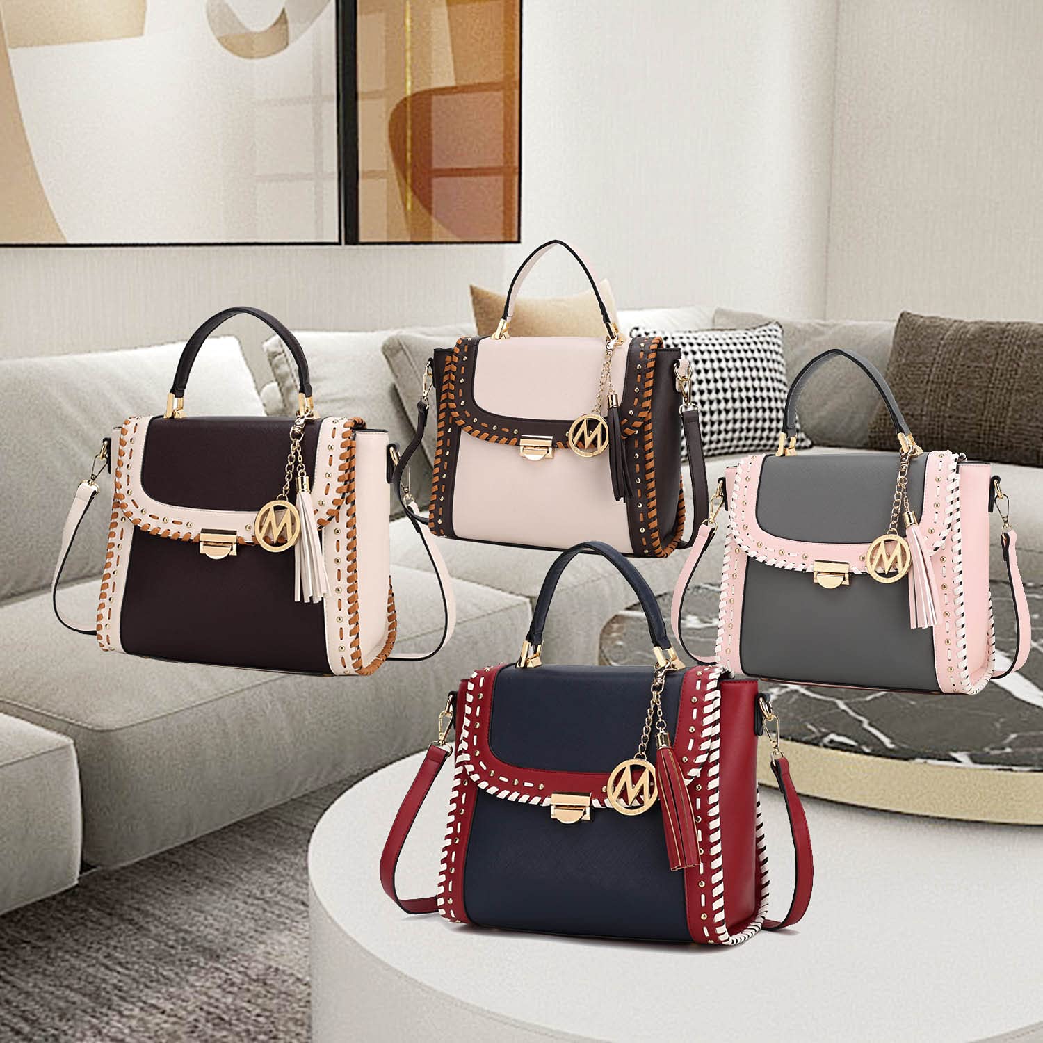 MKF Collection Vegan Leather Crossbody Bag for Women - Stylish Top Handle Shoulder Purse & Satchel Handbag by Mia K | Perfect for Work, Travel & Everyday Use