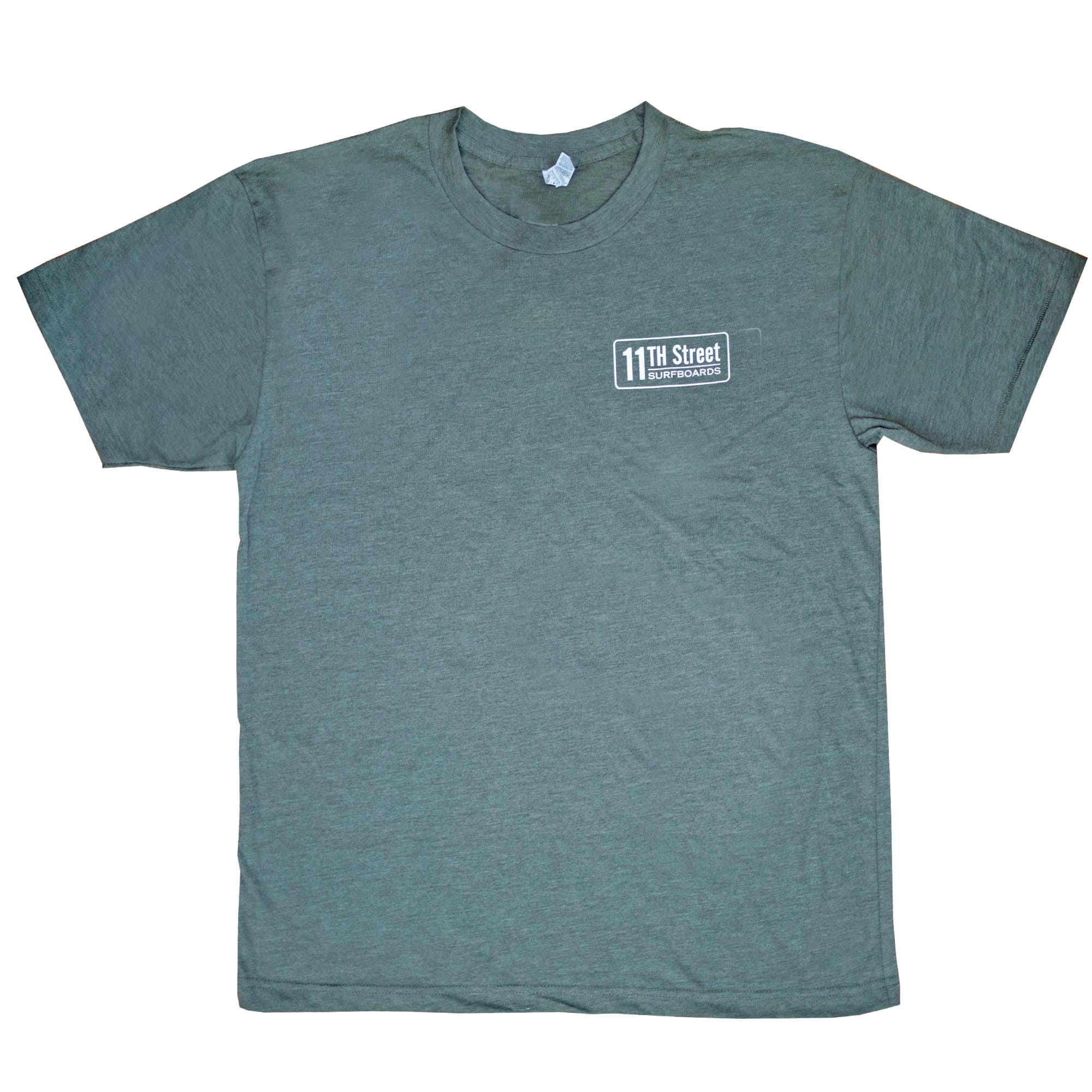 11th Street Surfboards Men's Short Sleeve T-Shirt - Breathable Cotton Surf Tee for Summer - Green - Perfect for Beach, Surfing & Casual Wear