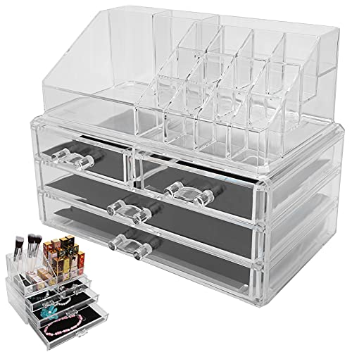 Makeup Organizer Drawers with Display - Lipstick & Jewelry Storage Box for Women & Girls | Perfect for Vanity, Bathroom & Travel