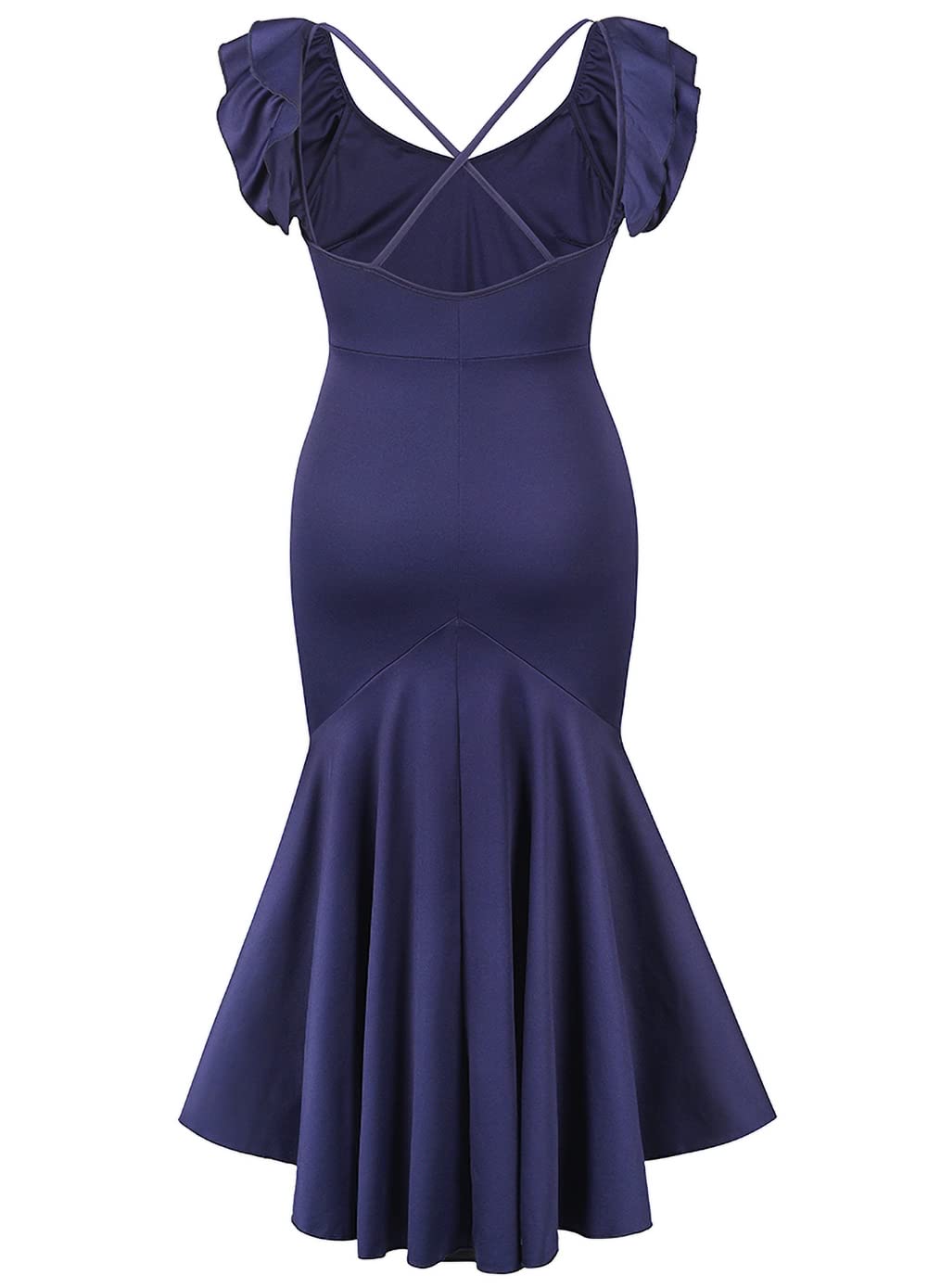 Elegant Ruffles V-Neck Bodycon Party Dress for Women - Slim Fit Backless Mermaid Cocktail Evening Gown | Perfect for Night Out, Formal Events, Wedding Guest & Special Occasions