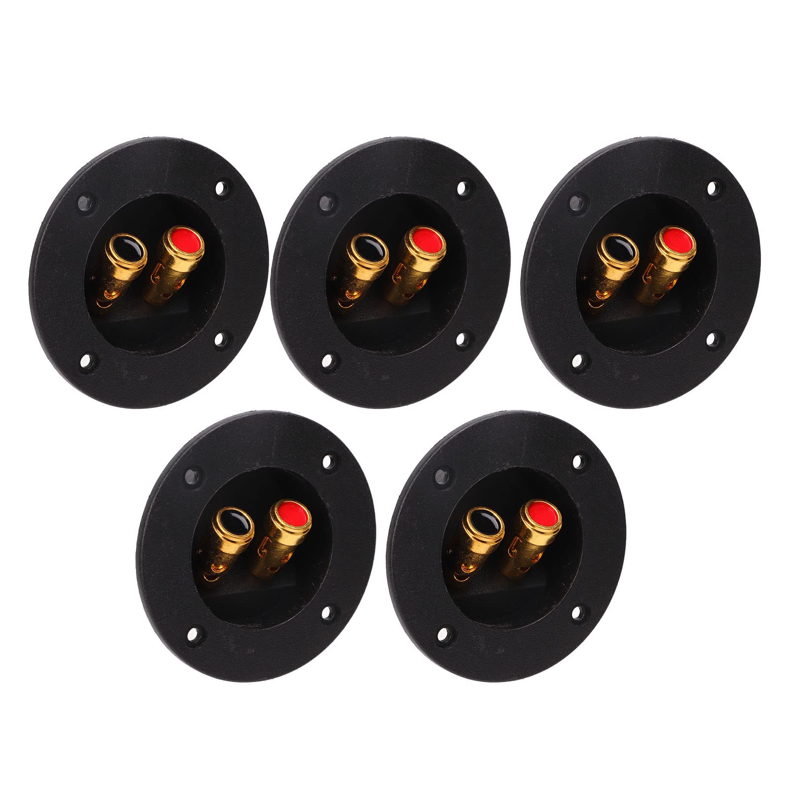5Pcs Round 2-Way Stereo Speaker Terminal Cup with Double Binding Posts for Car, RV, Yacht Audio - High-Quality Speaker Box for Enhanced Sound Experience
