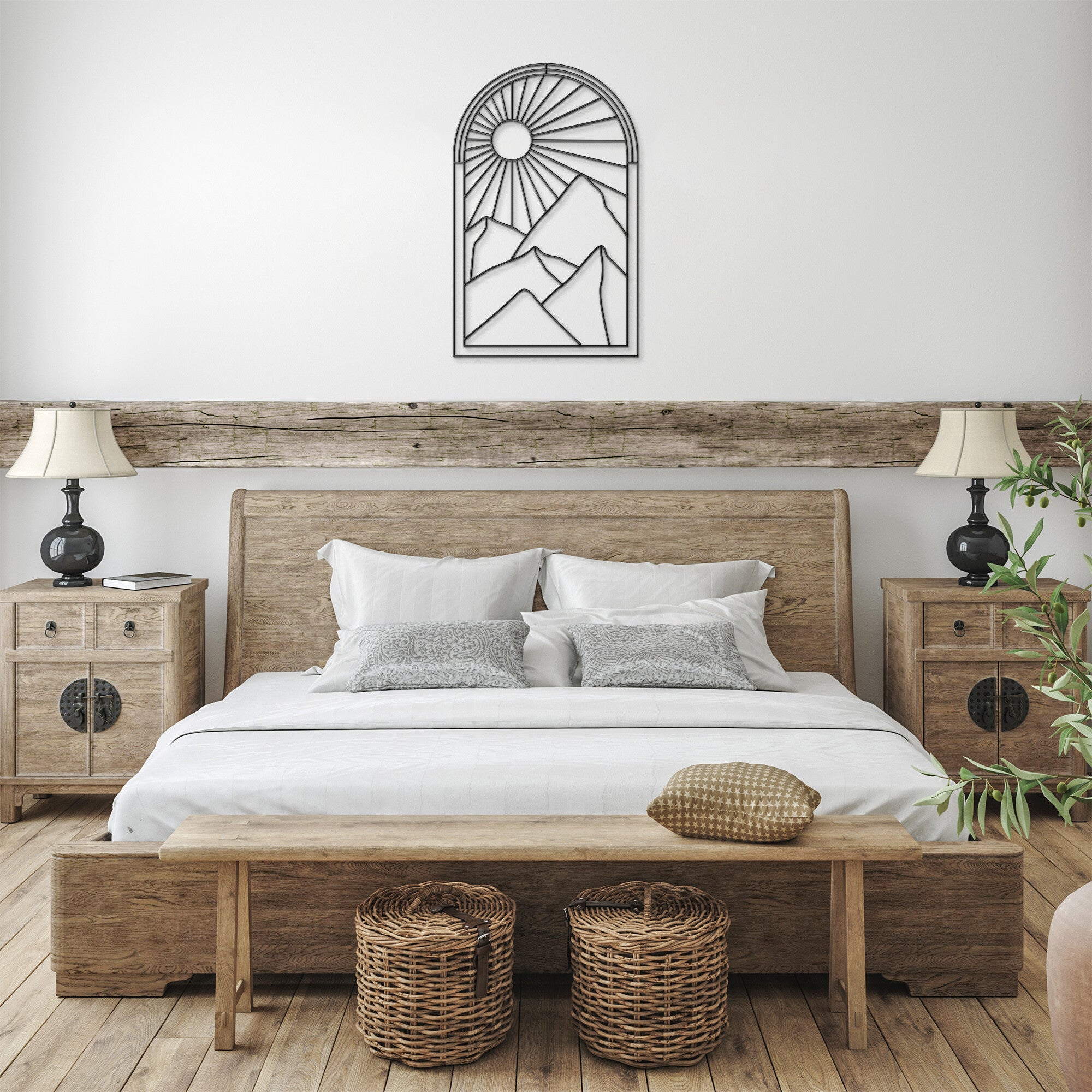 Modern Metal Wall Art Sunburst Valley Decor - Handcrafted Home & Office Wall Decor for Living Room, Bedroom, Entryway - Perfect for Boho, Farmhouse & Contemporary Interior Design