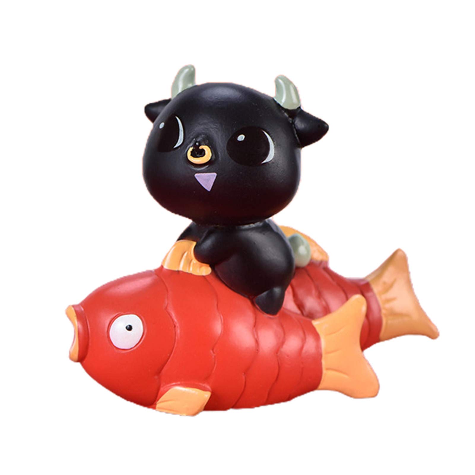 Lucky Mini Cow Figurine - Cute Desk Decor for Home, Office & Cafe | Feng Shui Good Luck Charm for Study, Work & Business Success