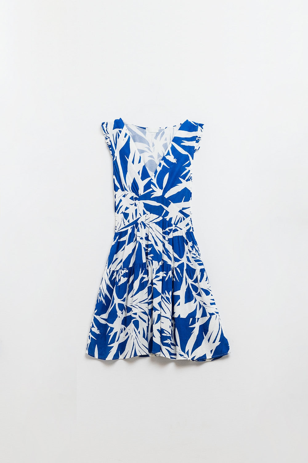 Blue Short Robe with Tropical Palm Print - Lightweight Summer Kimono for Beach, Pool & Lounge Wear