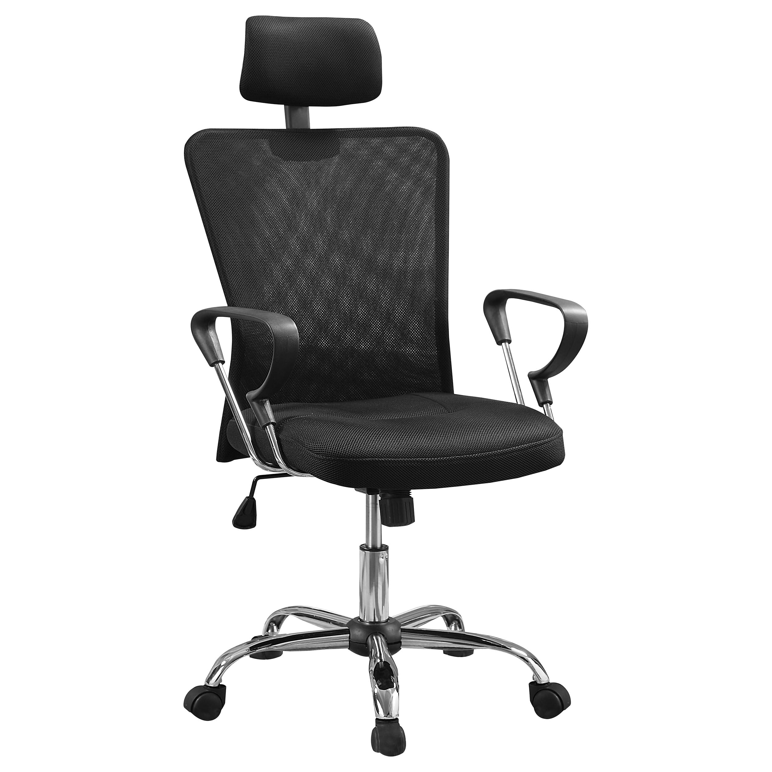 Adjustable Mesh Office Chair with Coaster Base - Ergonomic Black Swivel Task Chair for Home & Office Workspace (Model 800206)