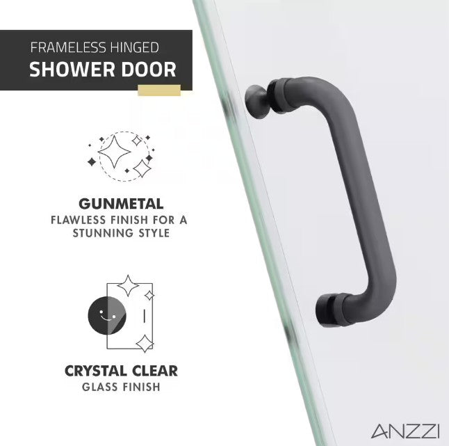 Anzzi SD AZ8075 02GB Frameless Hinged Shower Door - 30