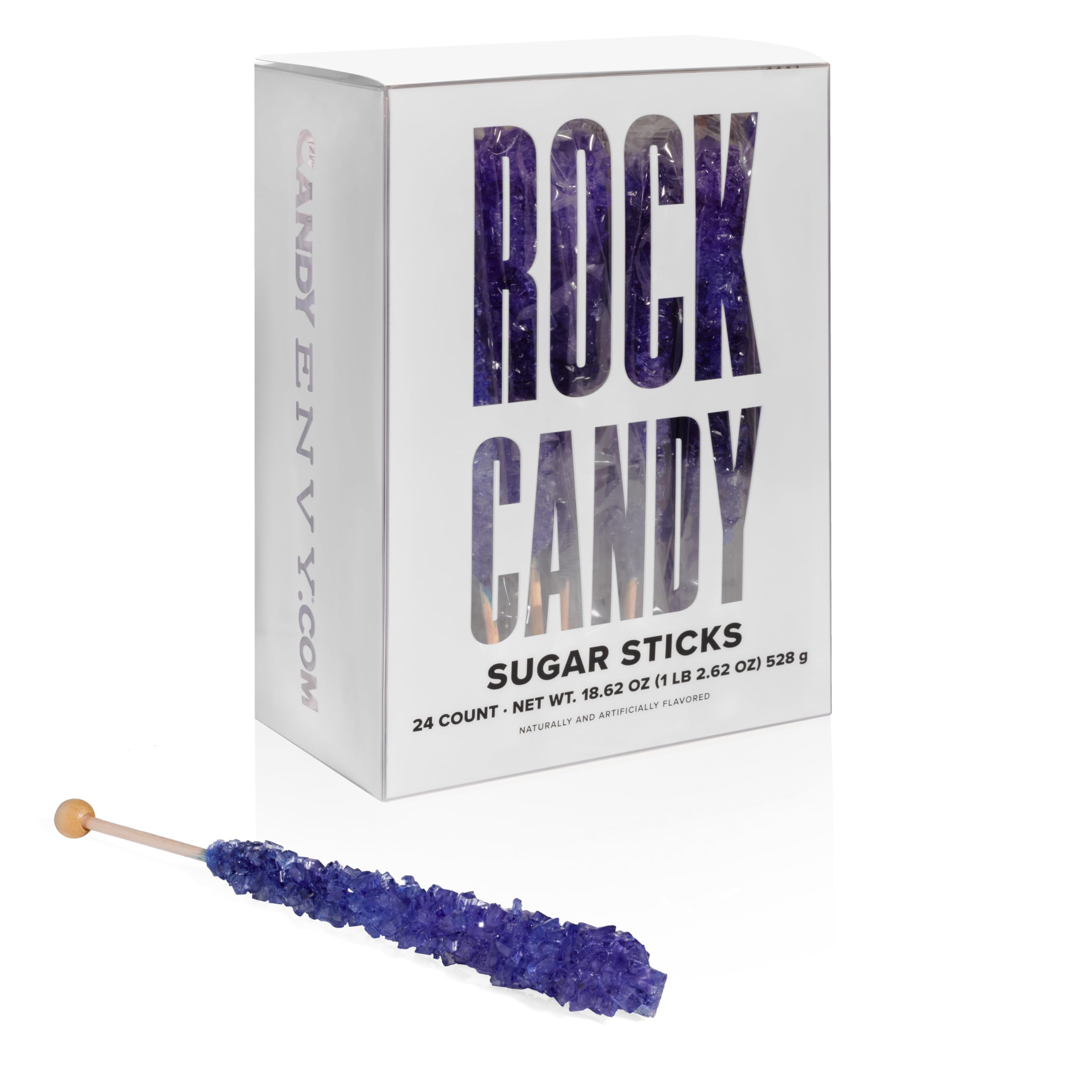 Dark Purple Grape Flavored Rock Candy Sugar Sticks - Individually Wrapped (24 Count) - Perfect for Birthday Parties, Wedding Favors & Candy Buffets