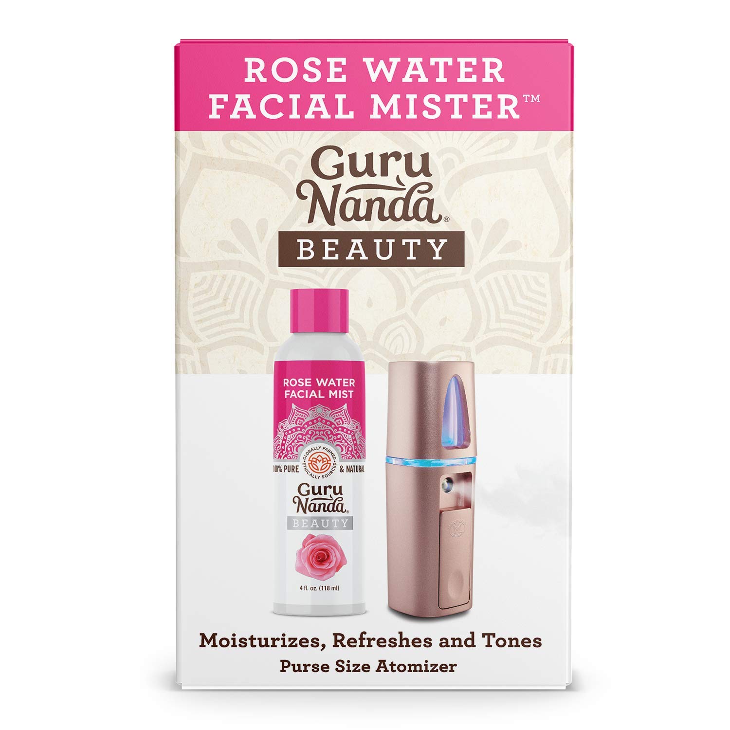 Organic Rose Water Facial Mister Spray - Hydrating & Refreshing Face Mist with Natural Toner - Travel Size Purse Atomizer for Dry Skin Care & Makeup Setting - Perfect for On-the-Go Refreshment & Spa Day at Home