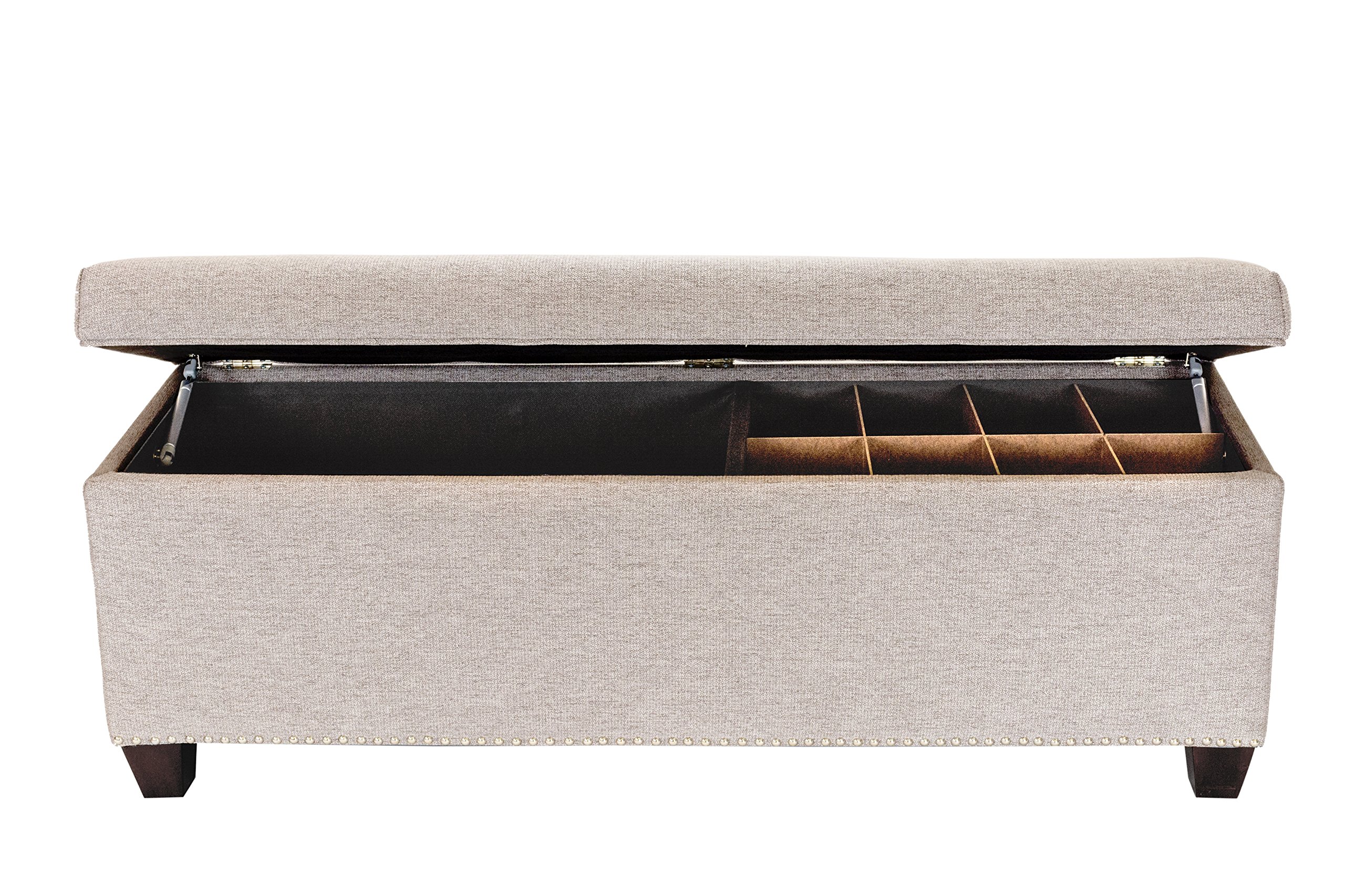 MJL Furniture Designs Upholstered Shoe Storage Bench with Ottoman - Soft Mink Fabric for Entryway, Bedroom & Living Room Organization