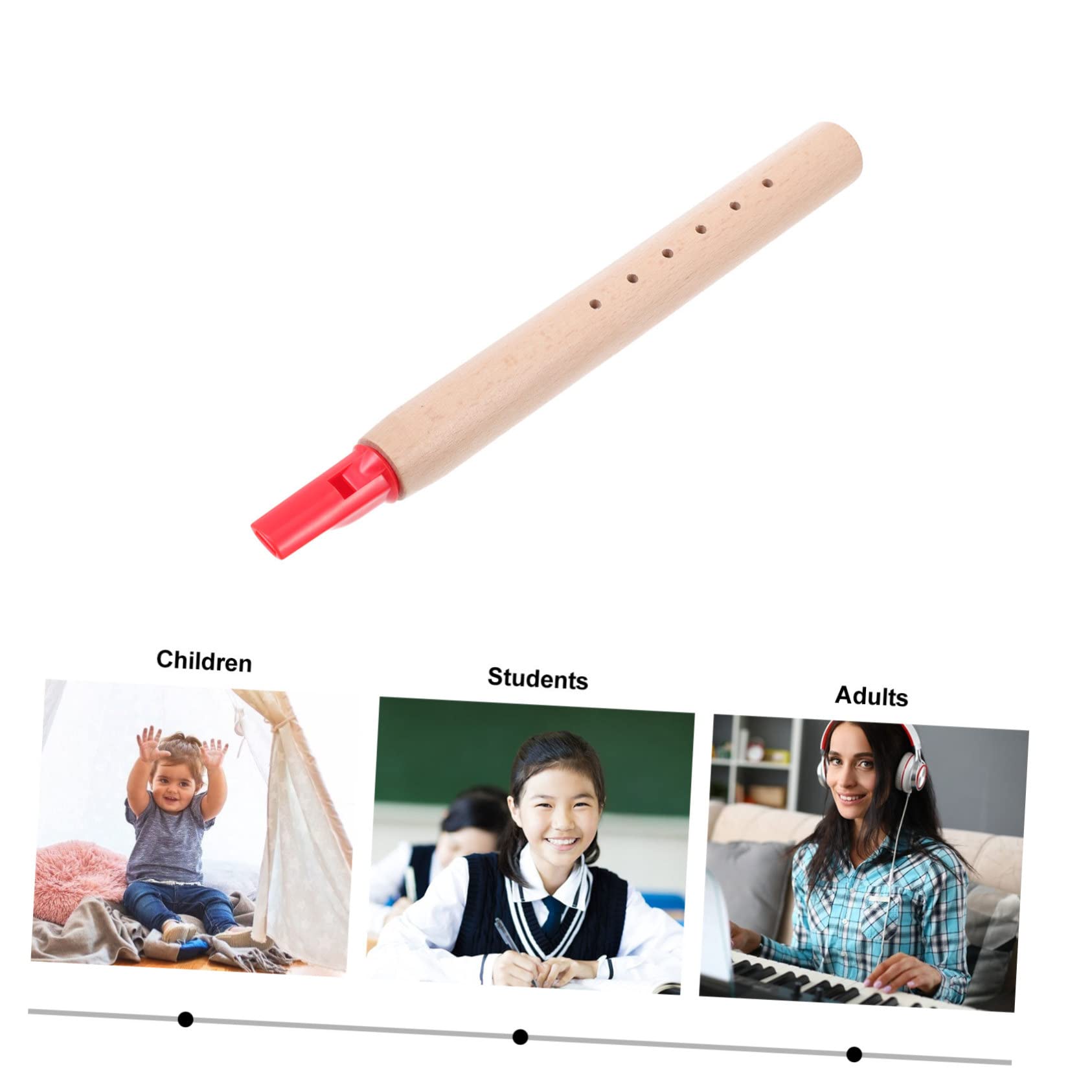 ORFOFE 1 Piece Professional Beech Wood Clarinet Flute Toy - Musical Instrument for Kids & Beginners, Red Wooden Flute for Children's Music Education & Playtime Fun