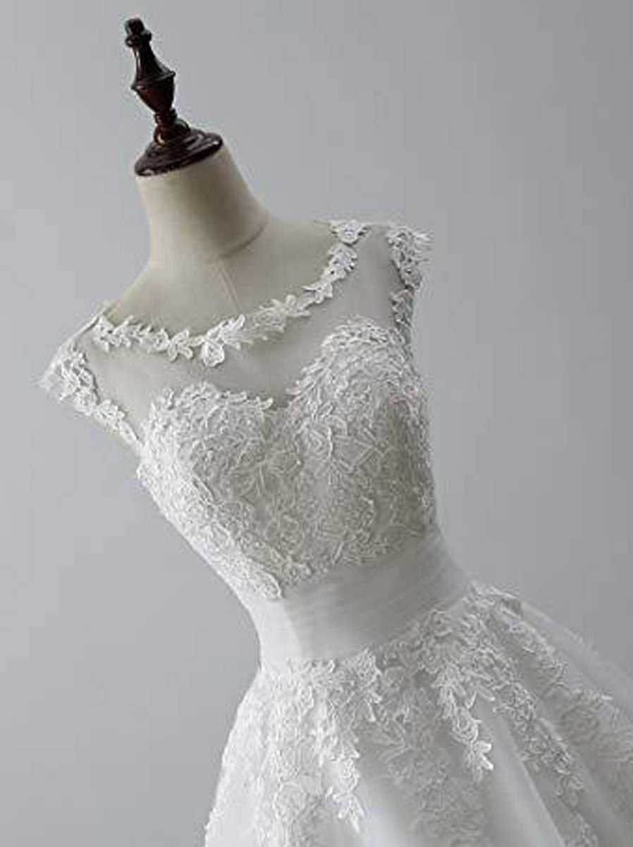 Elegant White Round Neck Tulle Lace Short Prom Dress | Homecoming Party Dress for Women | Perfect for Prom Night, Homecoming Dance & Special Occasions
