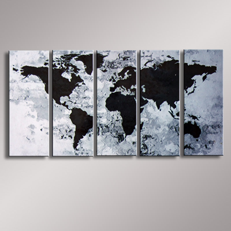 100% Hand Painted Modern Abstract Oil Painting - World Map Wall Art WM 005 | Perfect for Living Room, Office & Home Decor